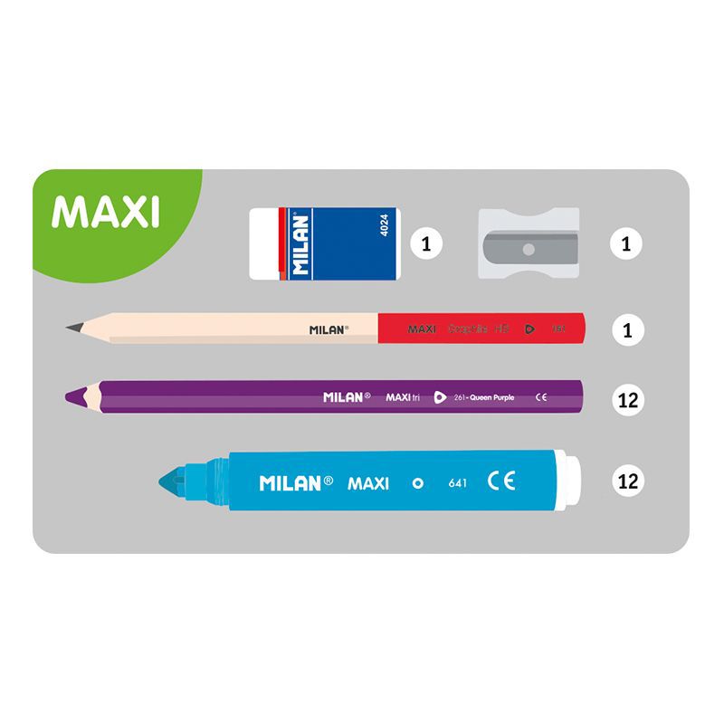 Plumier grande 1 piso con contenido MAXI CAPSULE Mix azul by MILAN