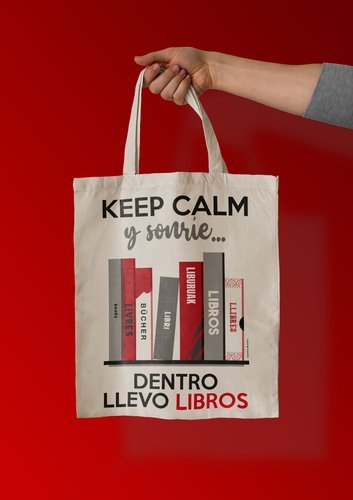 BOLSA TELA ALGODON KEEP CALM Y SONRIE