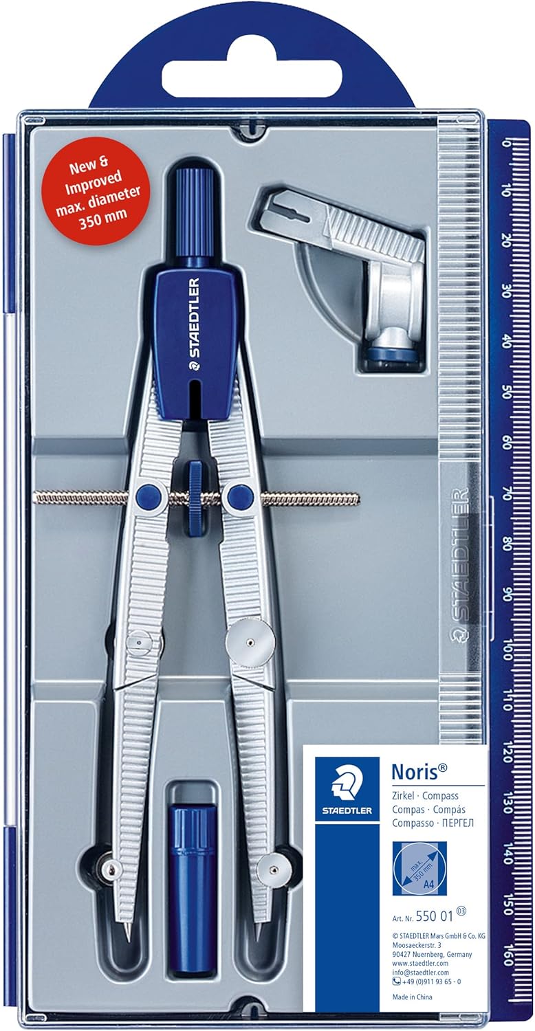 Staedtler NORIS CLUB 550 01, compás escolar de precisión con rueda de ajuste