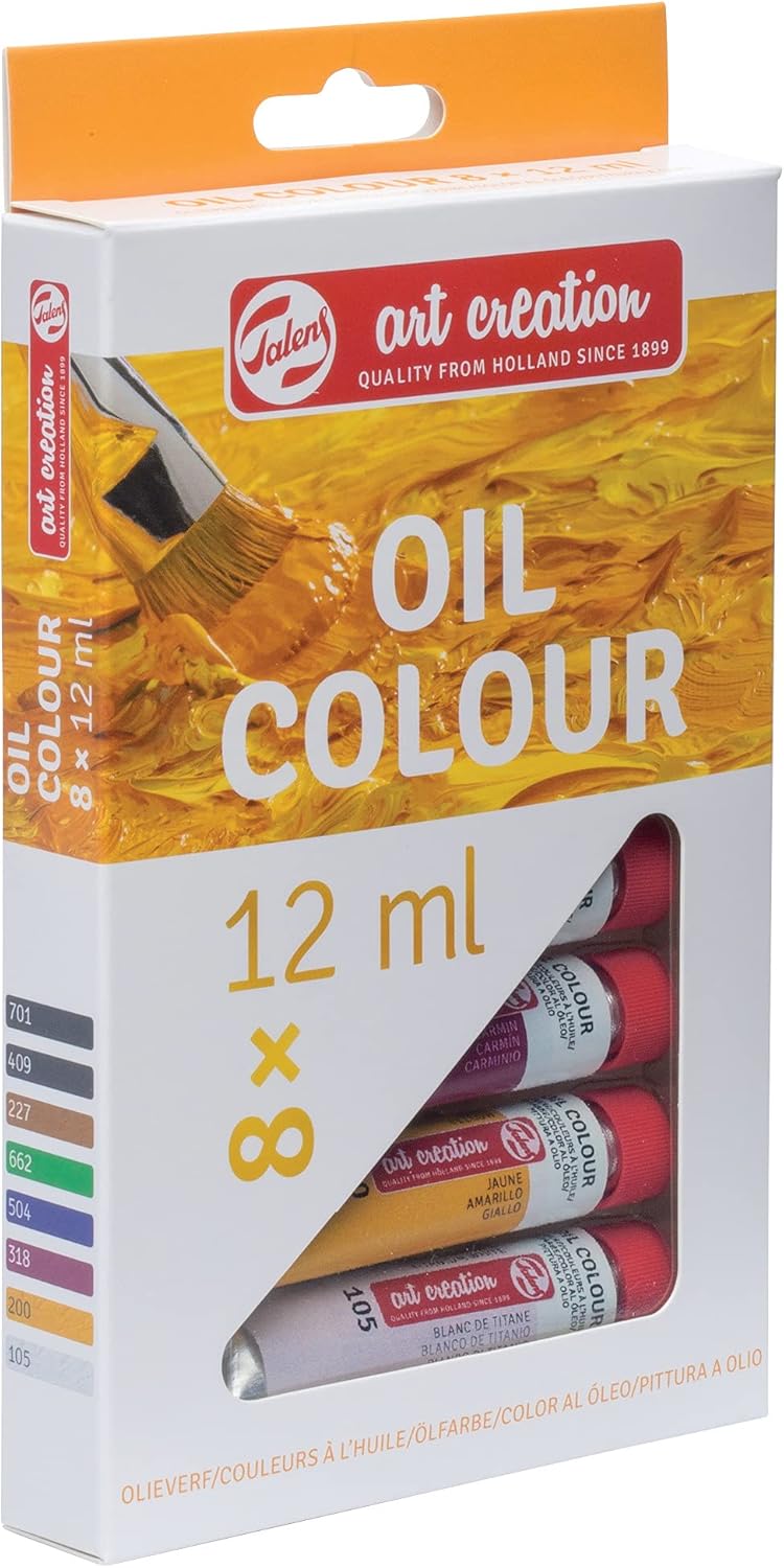 Talens Art Creation Set de pintura al óleo para principiantes con 8 colores (tubos de 12 ml)