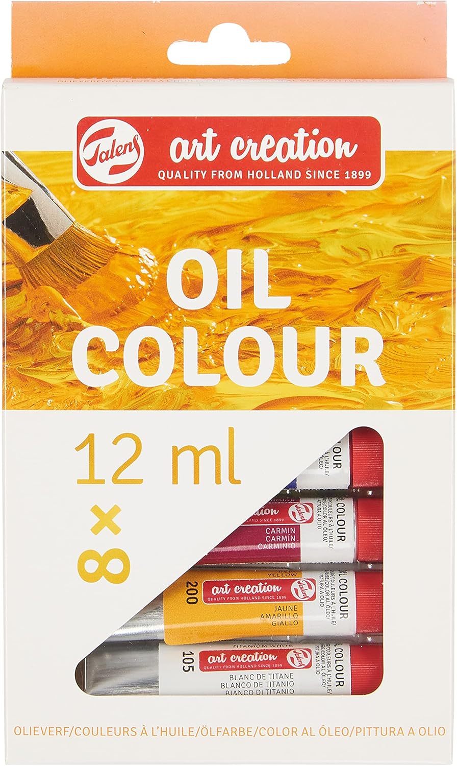 Talens Art Creation Set de pintura al óleo para principiantes con 8 colores (tubos de 12 ml)