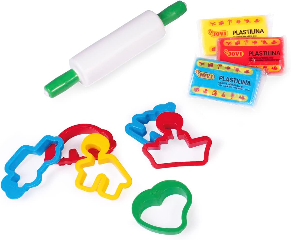 Plastilina jovi super kit 3 pastillas 50 gr + 6 moldes + 1 rodillo
