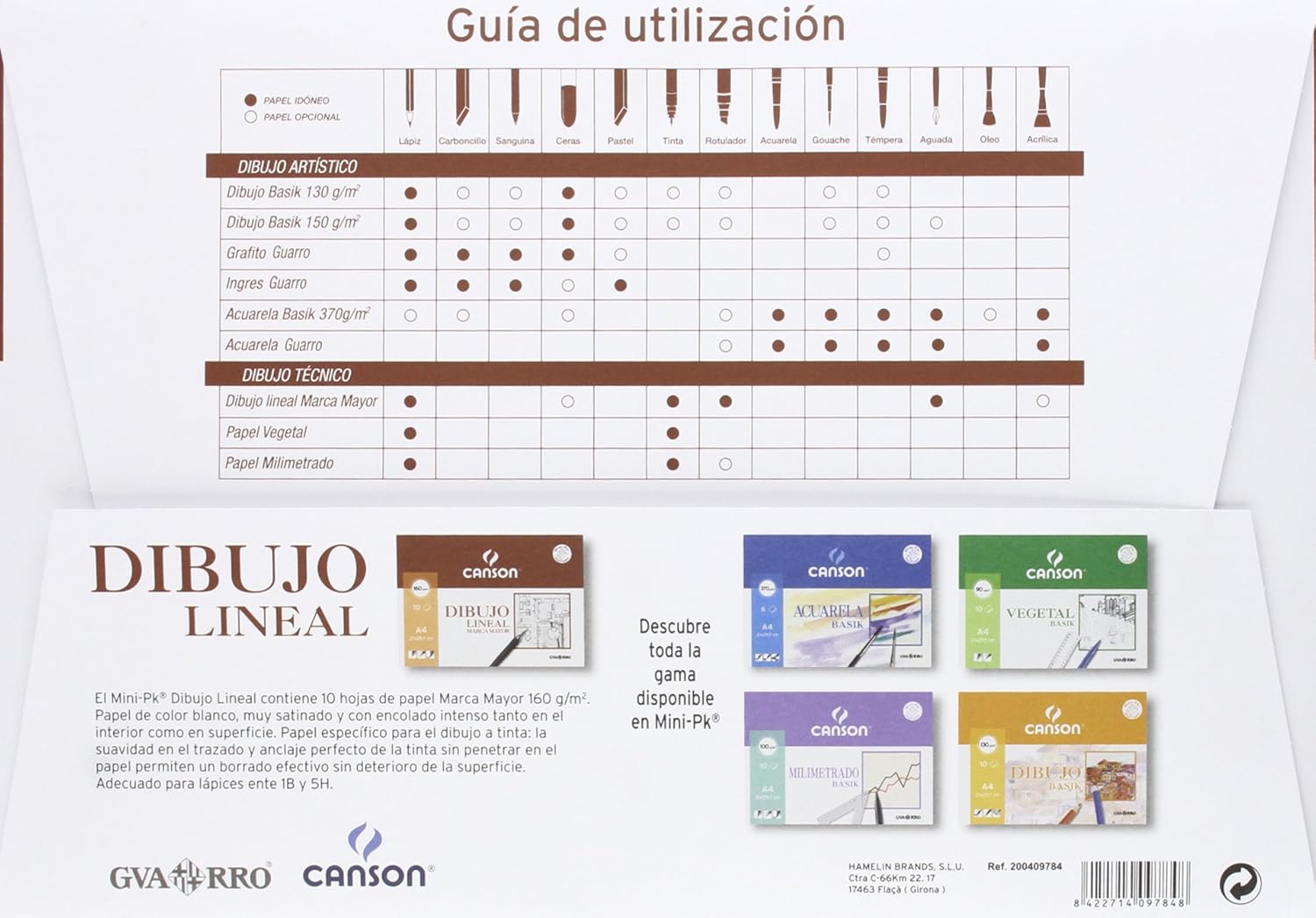 Canson Dibujo Lineal, Papel de dibujo blanco, Suave, 160gsm, Minipack, A4-21x29,7cm, Blanco, 10 Hojas
