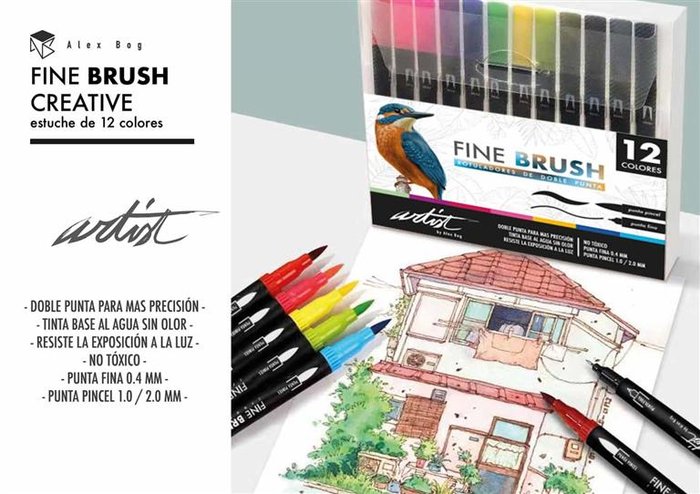 ESTUCHE 12 ROTULADORES DOBLES FINE BRUSH GAMA CREATIVE