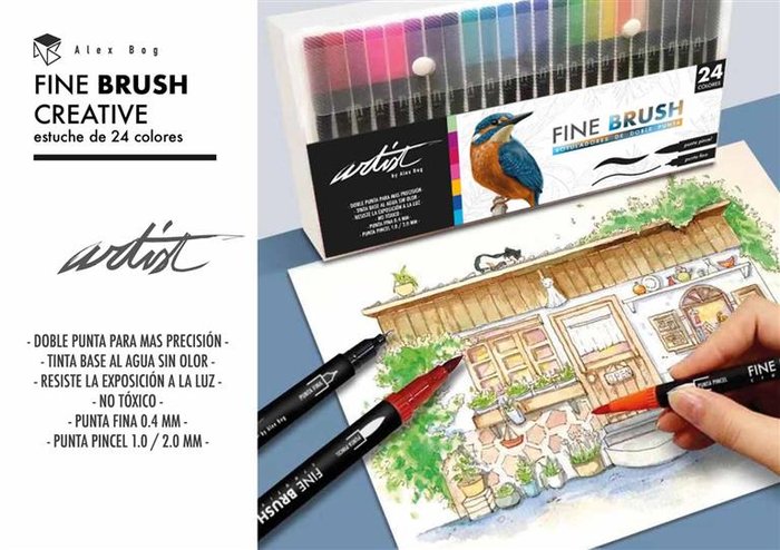 ESTUCHE 24 ROTULADORES FINE BRUSH GAMA CREATIVE 2 PUNTAS