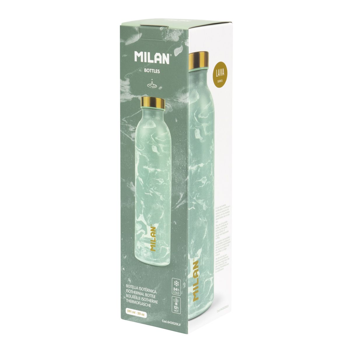 Botella isotérmica de acero inoxidable 0,59 L serie Lava, verde by MILAN