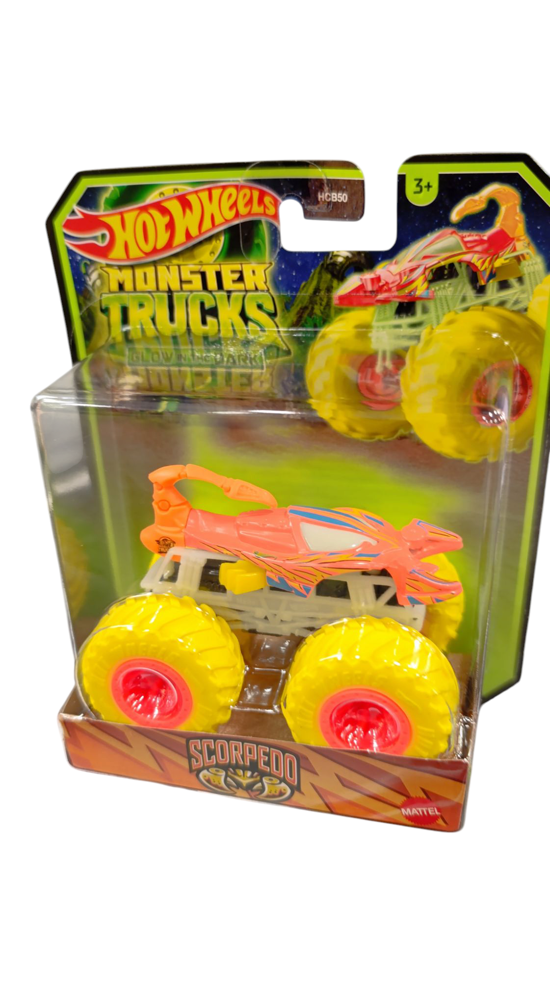 HOT WHEELS MONSTER TRUCK Glow in the Dark SCORPEDO HVH82