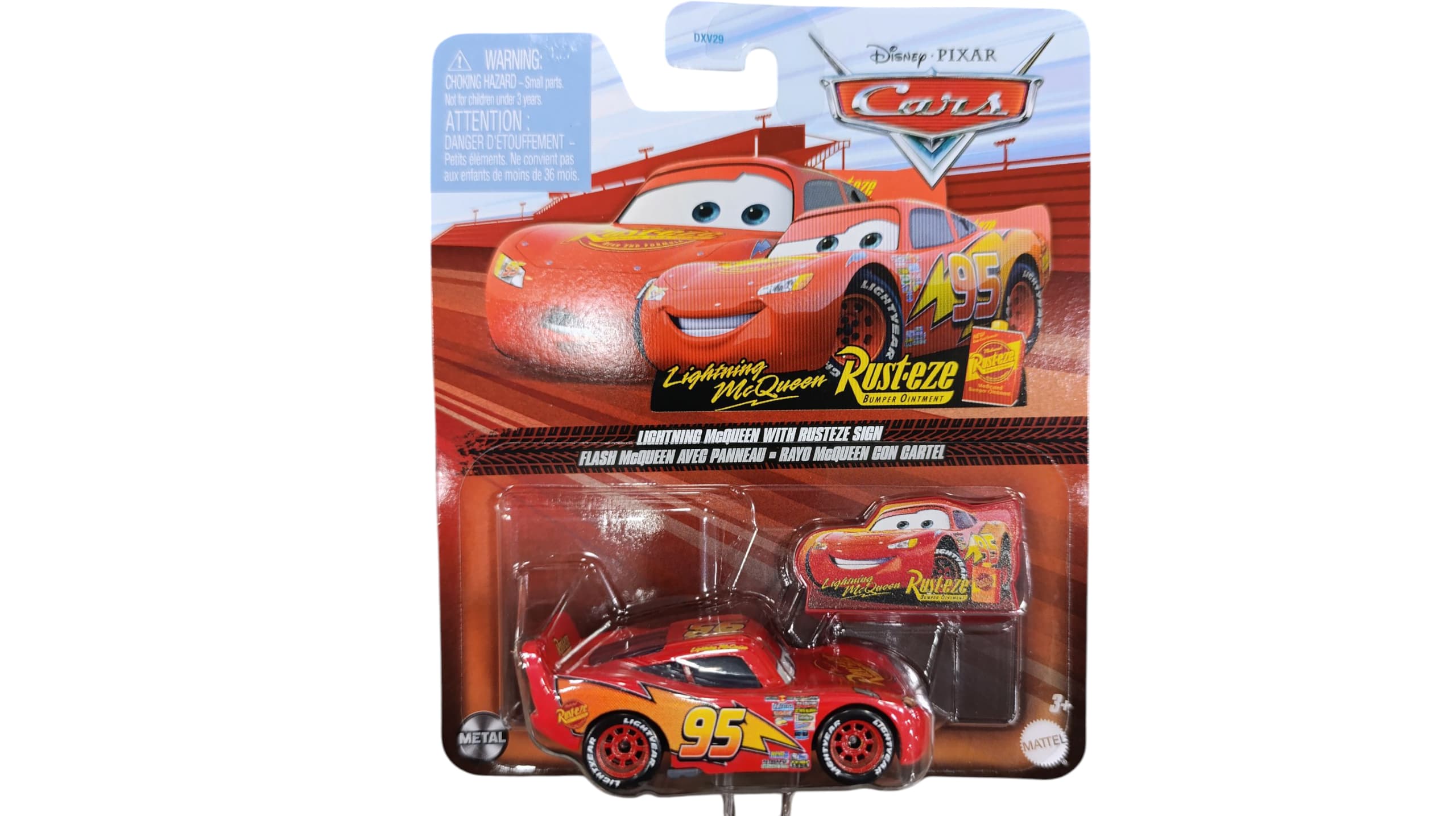 coche metal Disney Pixar CARS 1:55 RAYO MCQUEEN CON CARTEL GCC81