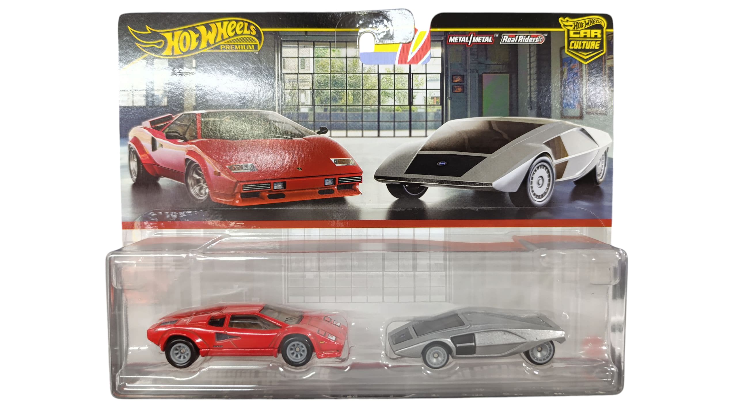 HOT WHEELS PREMIUM CAR CULTURE LAMBORGUINI COUNTACH LP5000 QV+LANCIA STRATOS ZERO JBL02