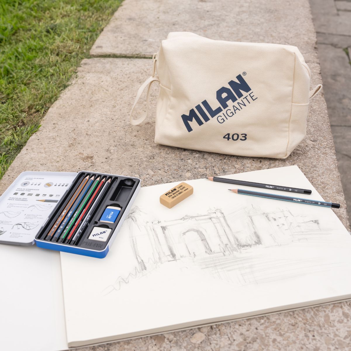 Bloc dibujo A3, 50 hojas de 200 g /m² papel liso, colección 403 MILAN GIGANTE since 191