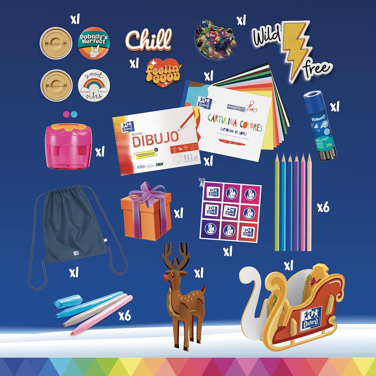 Oxford Gift Selection - Calendario de Adviento 2025, Set de papelería Oxford y Pelikan