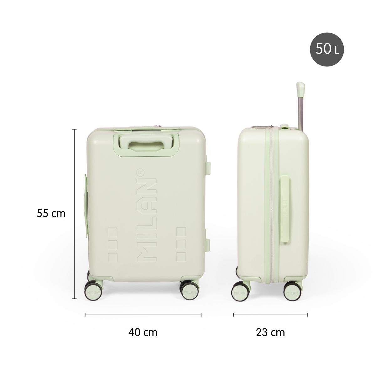 Maleta cabina rígida 55 cm, MILAN 430 since 1918, verde