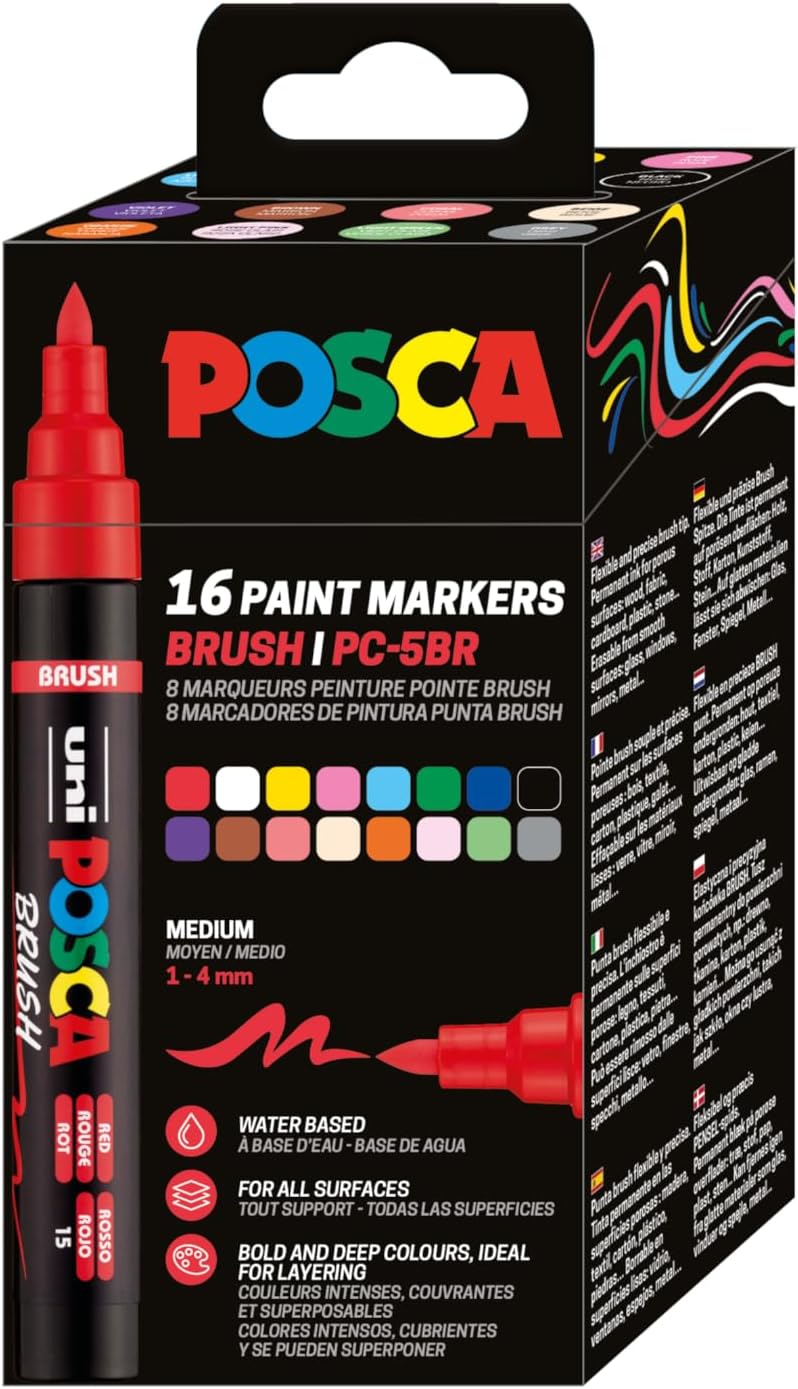 CAJA 16 ROT, POSCA PC-5BR MEDIUM BRUSH 