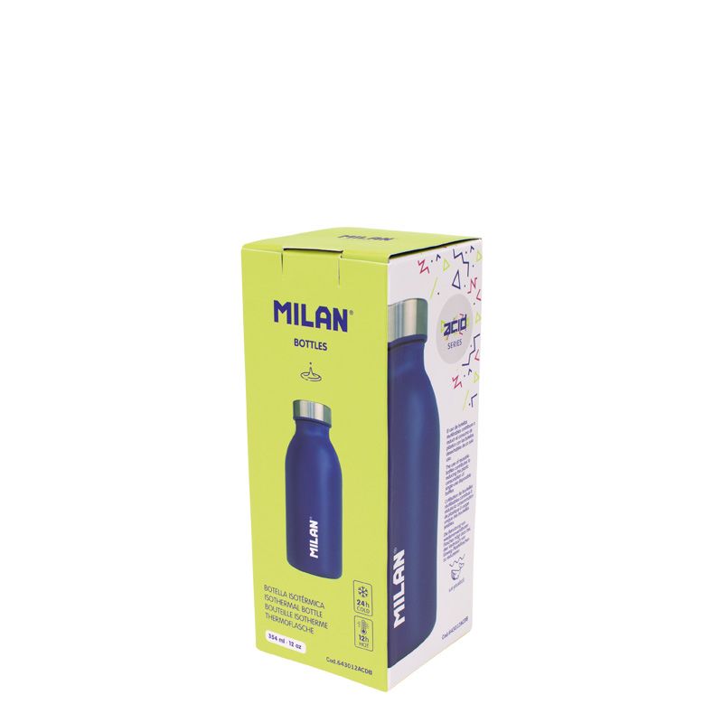 Botella isotérmica de acero inoxidable 0,35 L serie Acid, azul de MILAN