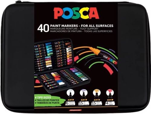 MALETIN POSCA 40 UNID 6X PC-1M 15XPC-3M 15XPC-5M 4XPC-8K