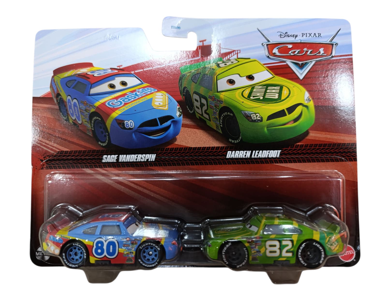 PACK 2 DISNEY CARS PIXAR SAGE VANDERSPIN+DARREN LEADFOOT JDH52