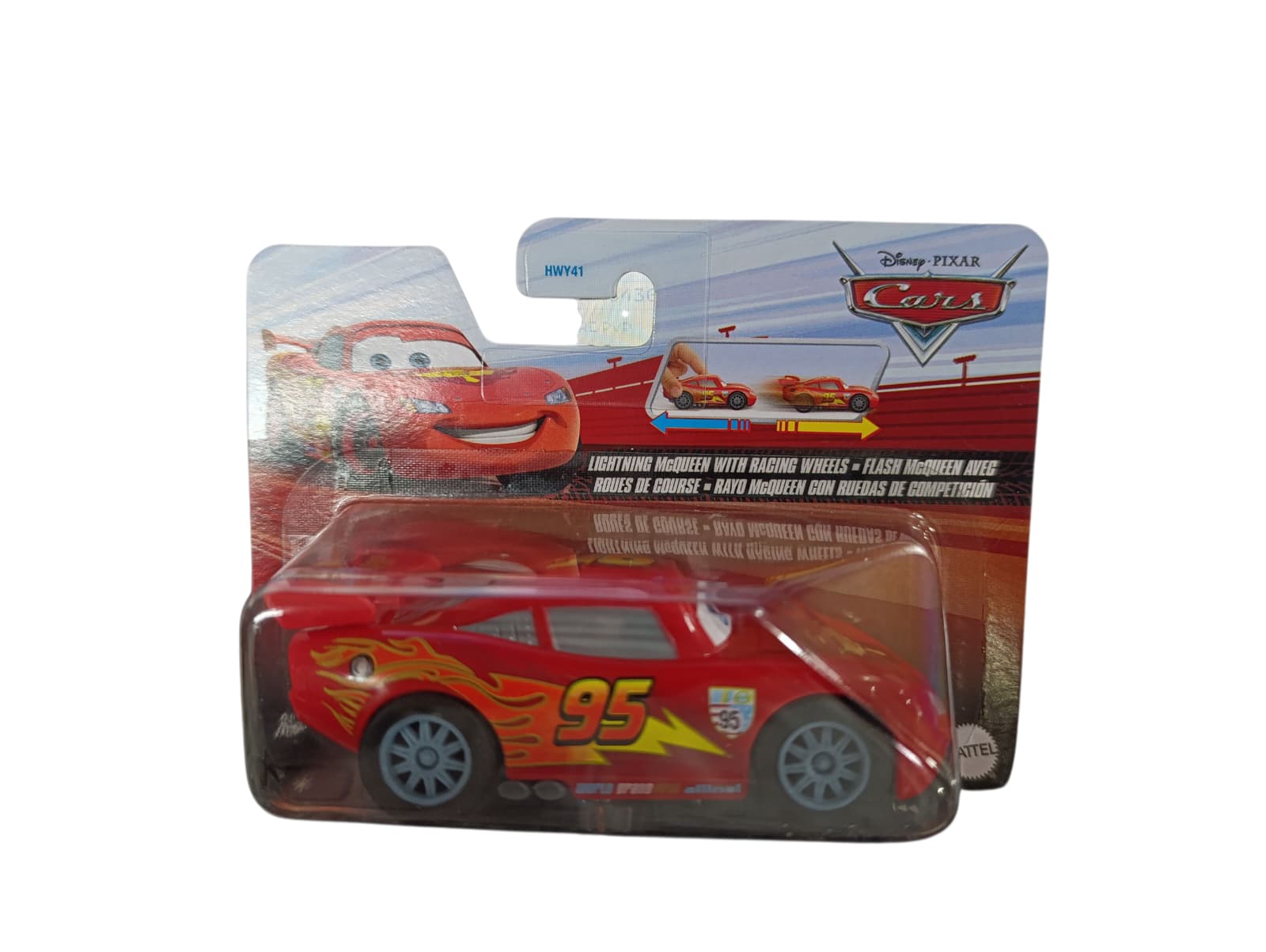 COCHE PLASTICO CON RETROCESO DISNEY CARS RAYO MCQUEEN HWY41
