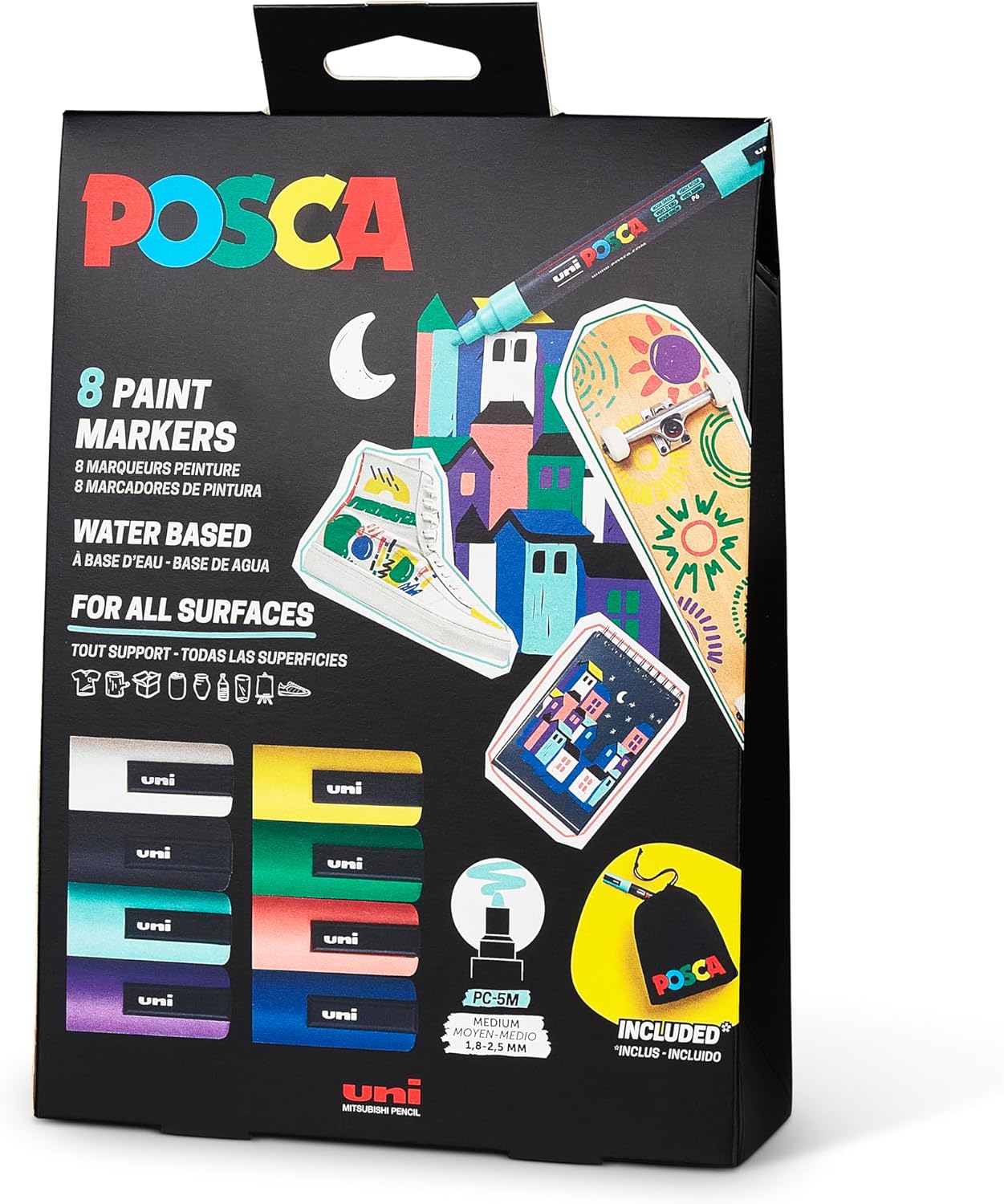 PACK 8 POSCA PC-5M CON BOLSITA DE REGALO