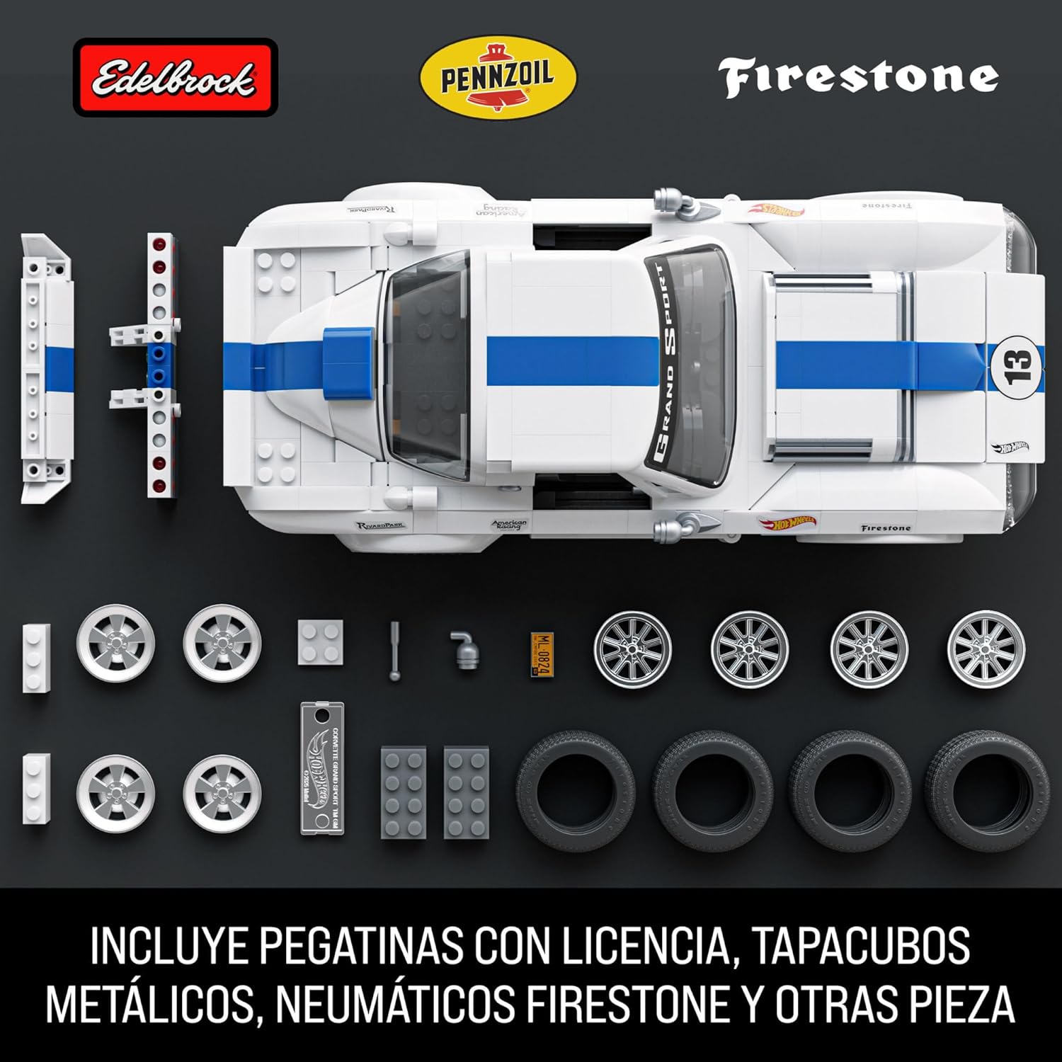 HOT WHEELS Mattel Brick Shop Hot Wheels Corvette Grand Sport Elite Series, 918 piezas