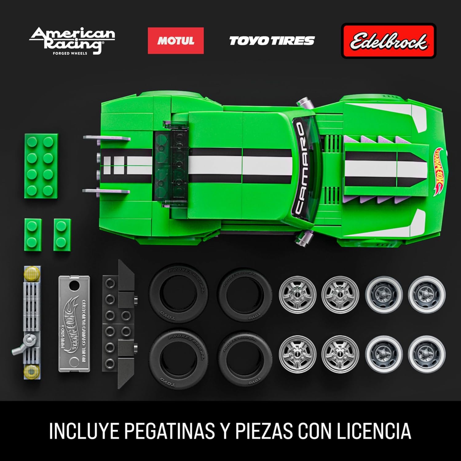 HOT WHEELS Mattel Brick Shop Hot Wheels Custom '68 Camaro Speed Series, 289 piezas JFT16