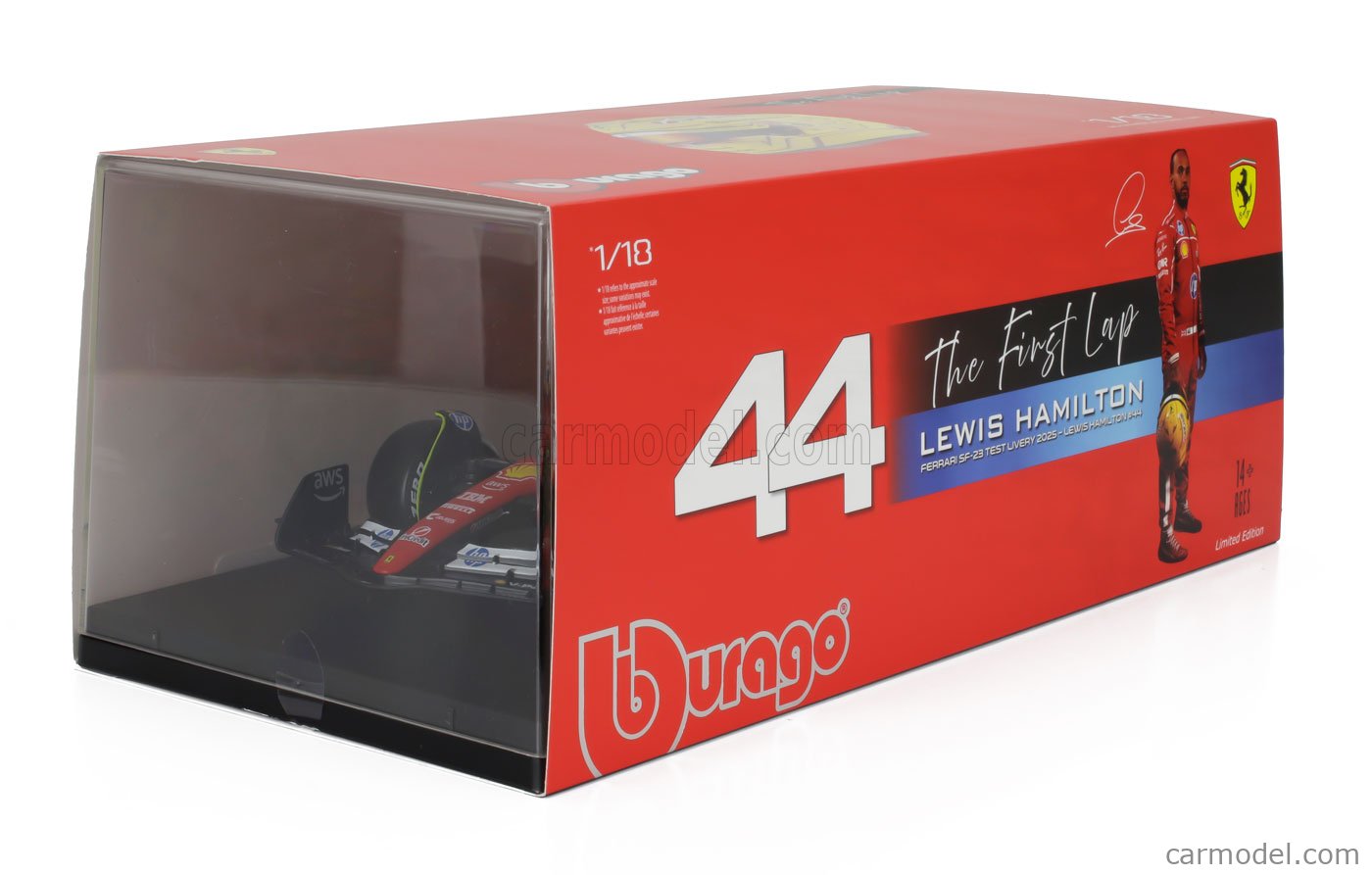 BURAGO 1/18 LEWIS HAMILTON LIMITED EDITION 18-16820H FERRARI SF-23 TEST LIVERY 2025