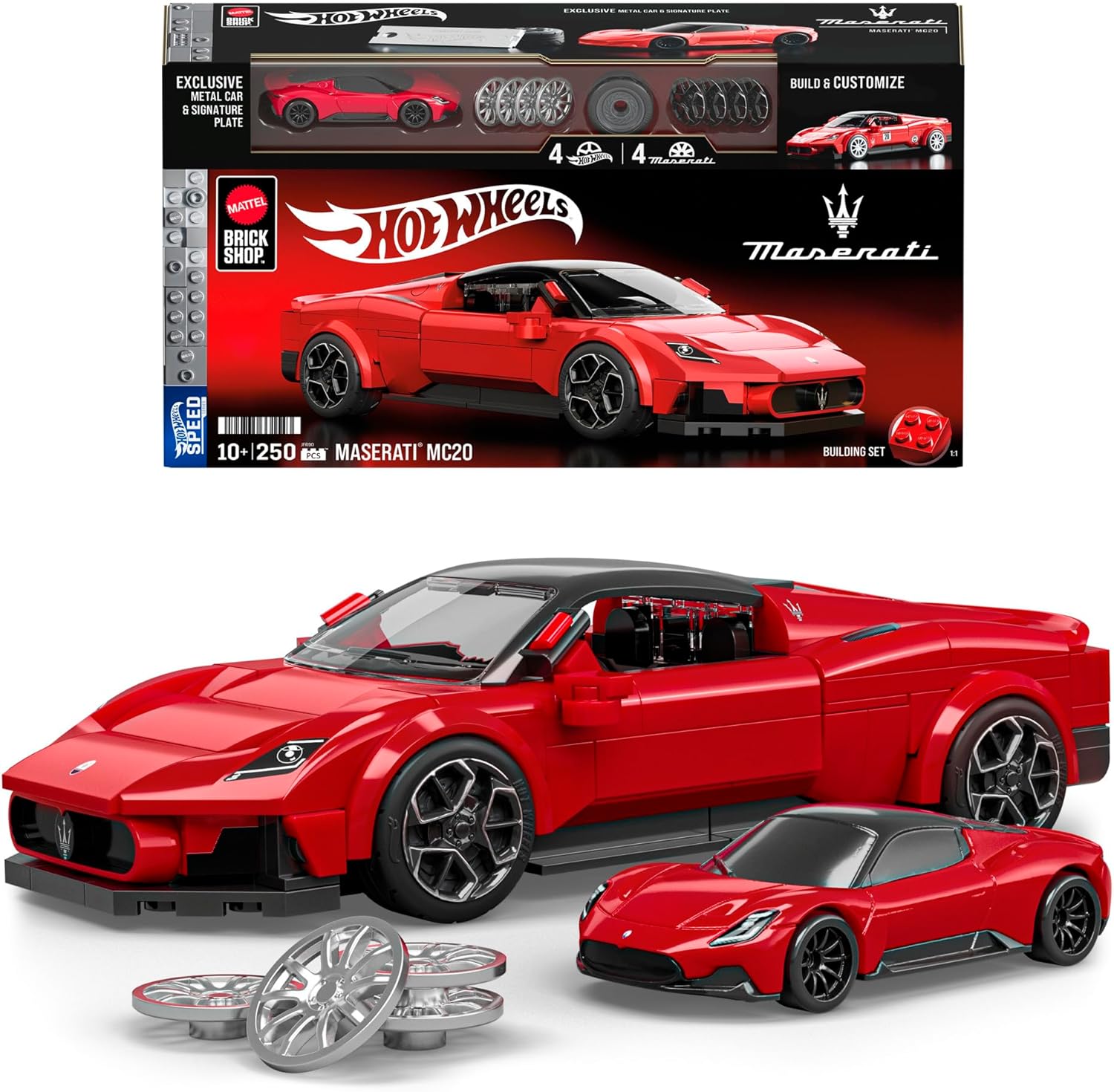 HOT WHEELS Mattel Brick Shop Hot Wheels Maserati MC20 - Speed Series, 250 piezas JFR90