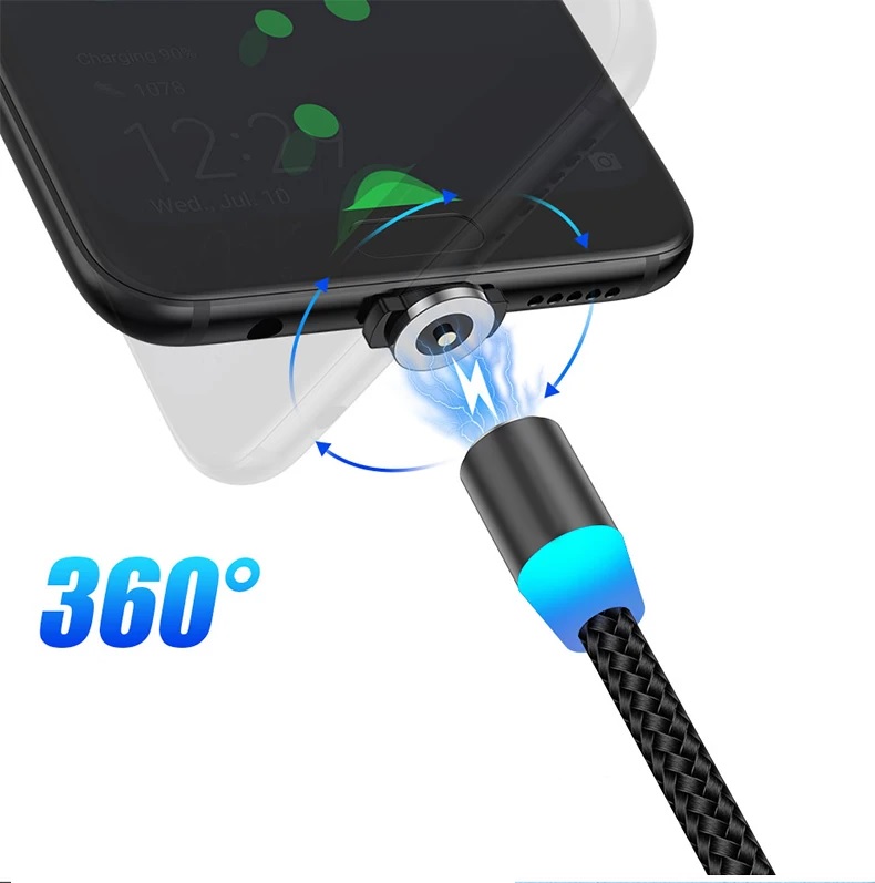 3 IN 1 Magnetinis įkrovimo laidas Micro USB, USB-C ir iPhone (Lightning)