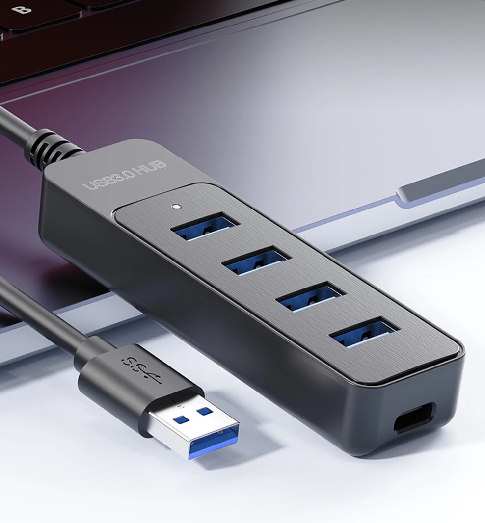 4 jungčių USB 3.0  šakotuvas / hubas su Type-C 