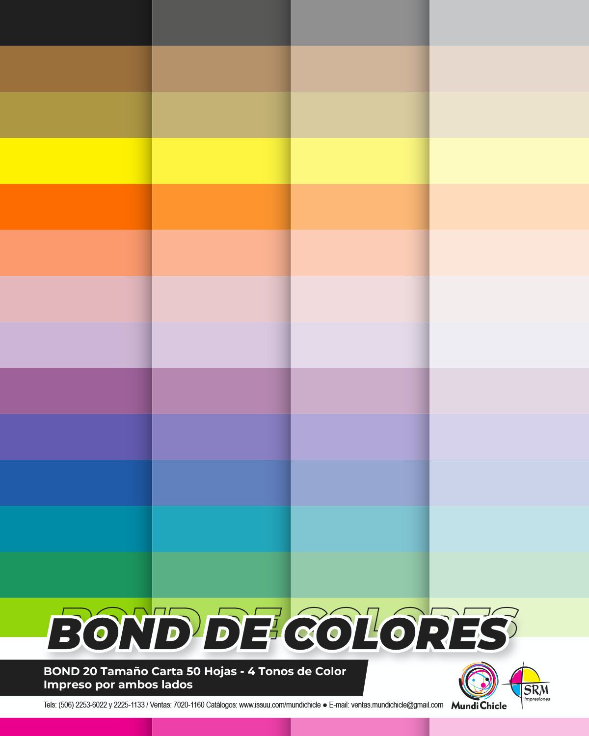 Bond colores 4 Tonos