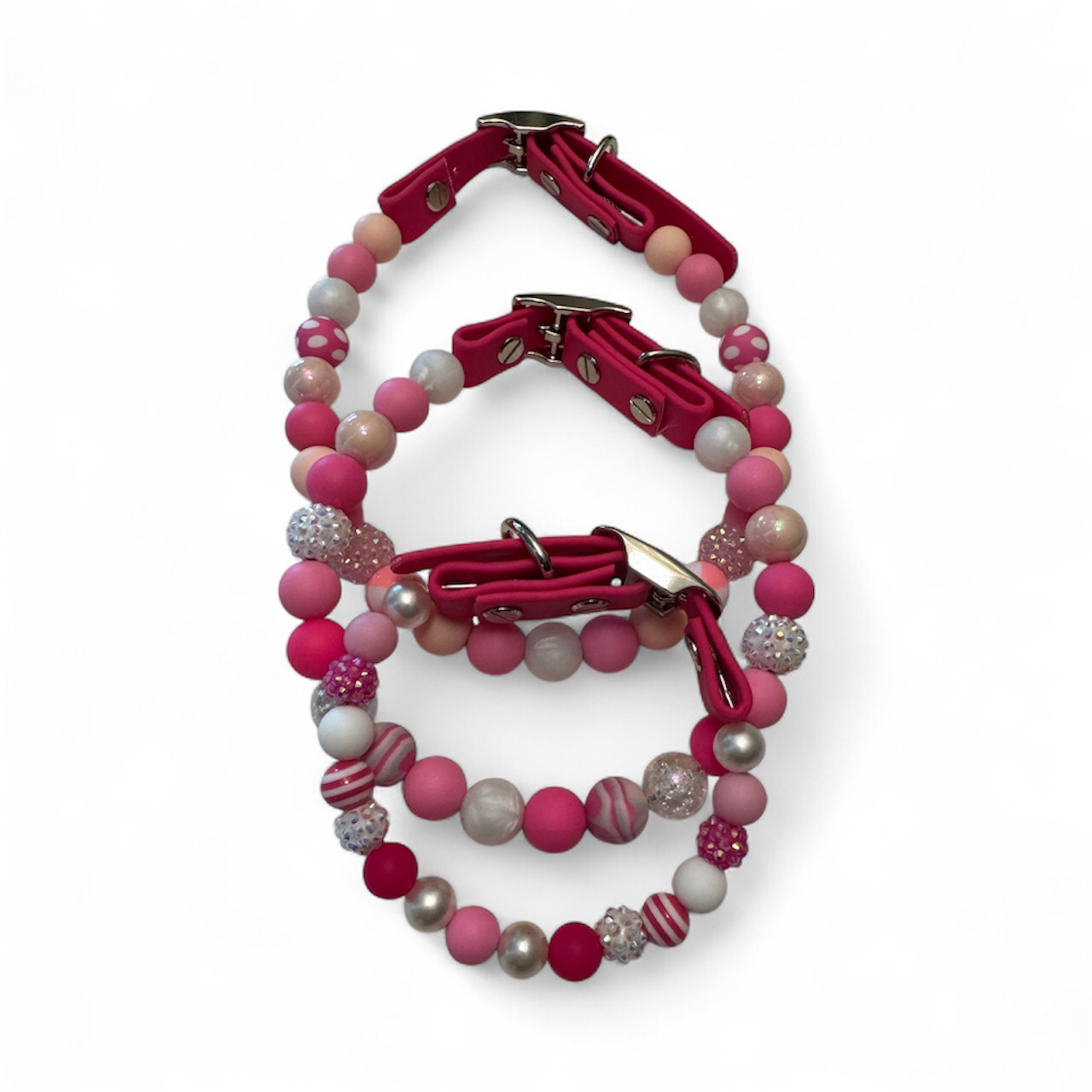 Pink Silicone/Acrylic Beaded Collar