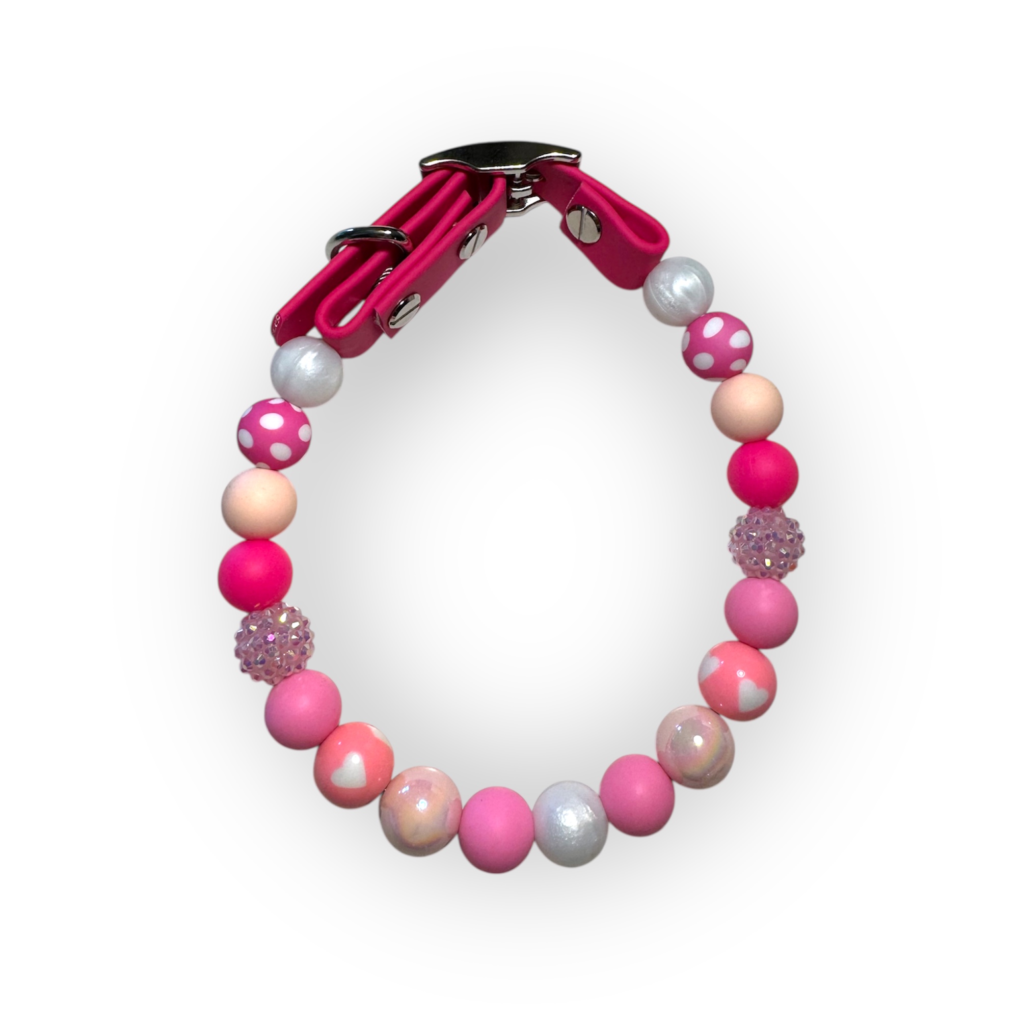 Pink Silicone/Acrylic Beaded Collar