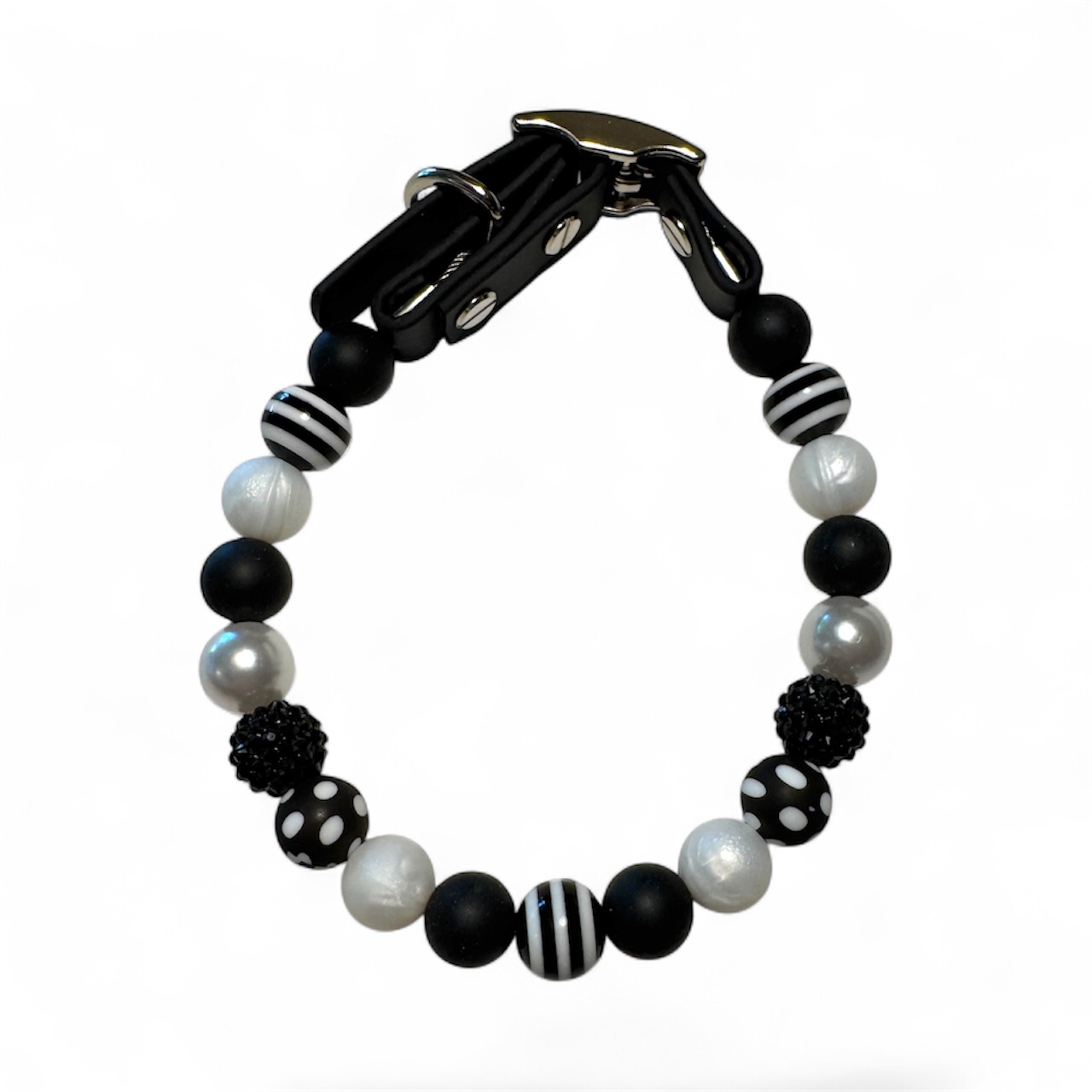 Black and White Silicone/Acrylic Beaded Collar