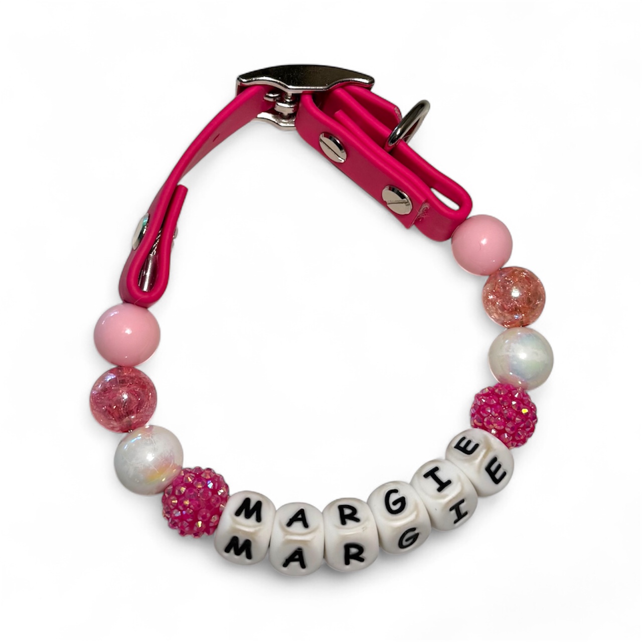 Pink Silicone/Acrylic Beaded Collar