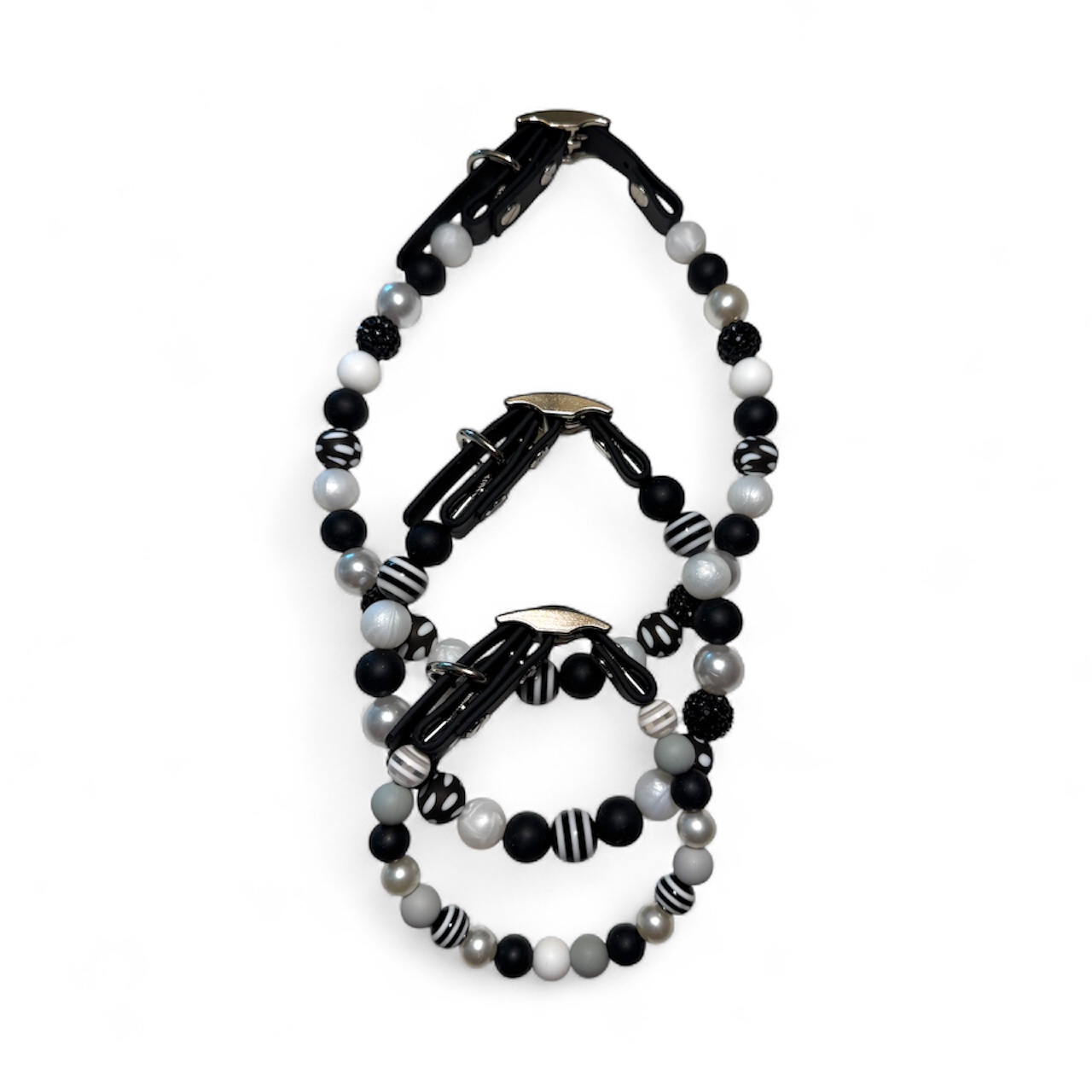 Black and White Silicone/Acrylic Beaded Collar