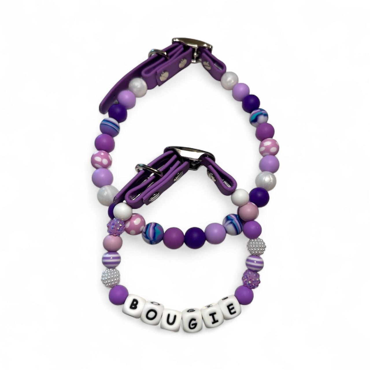 Purple Silicone/Acrylic Beaded Collar