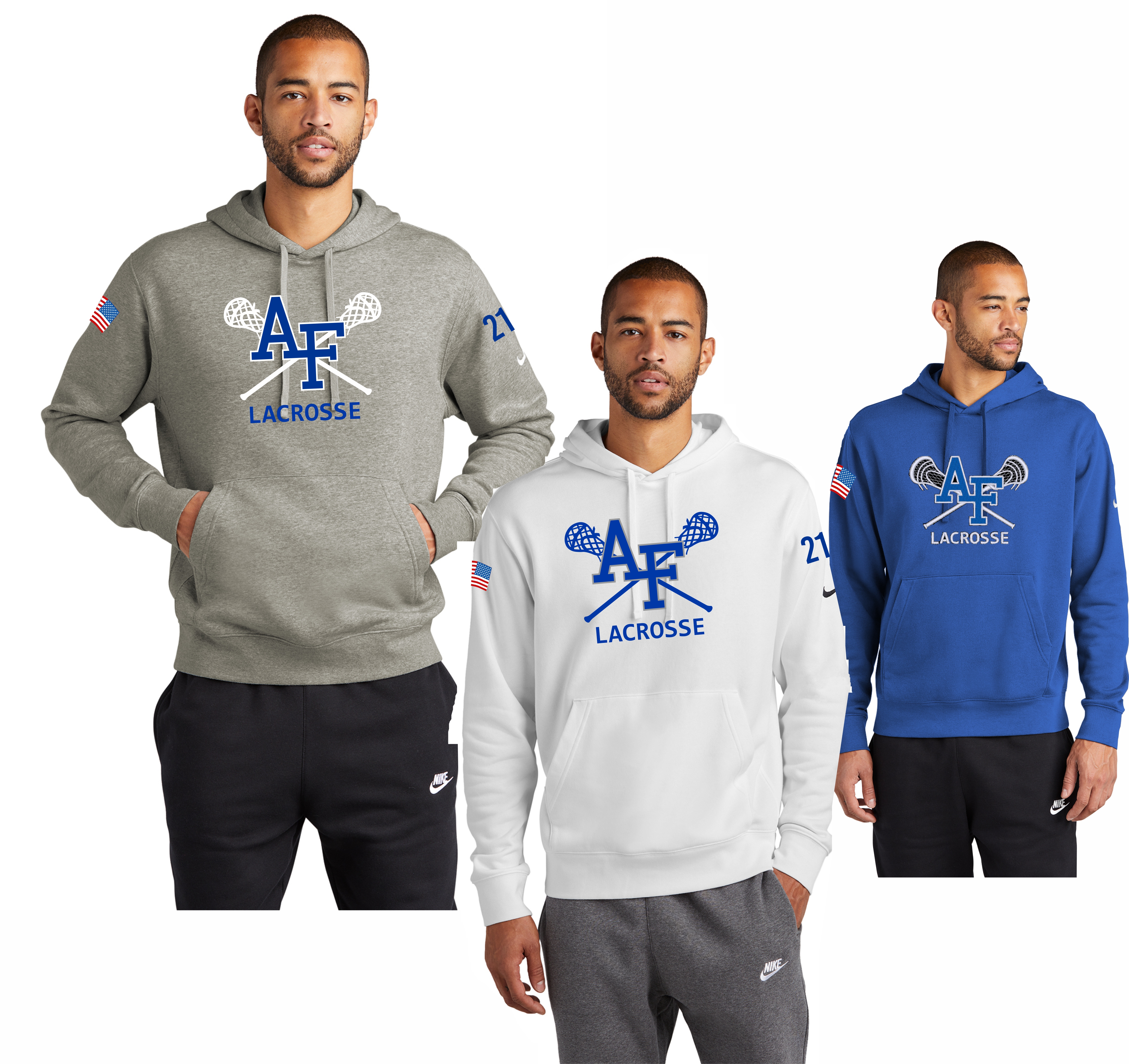 Nike Club Fleece Pullover Hoodie Lacrosse Sticks Design - embroidered design