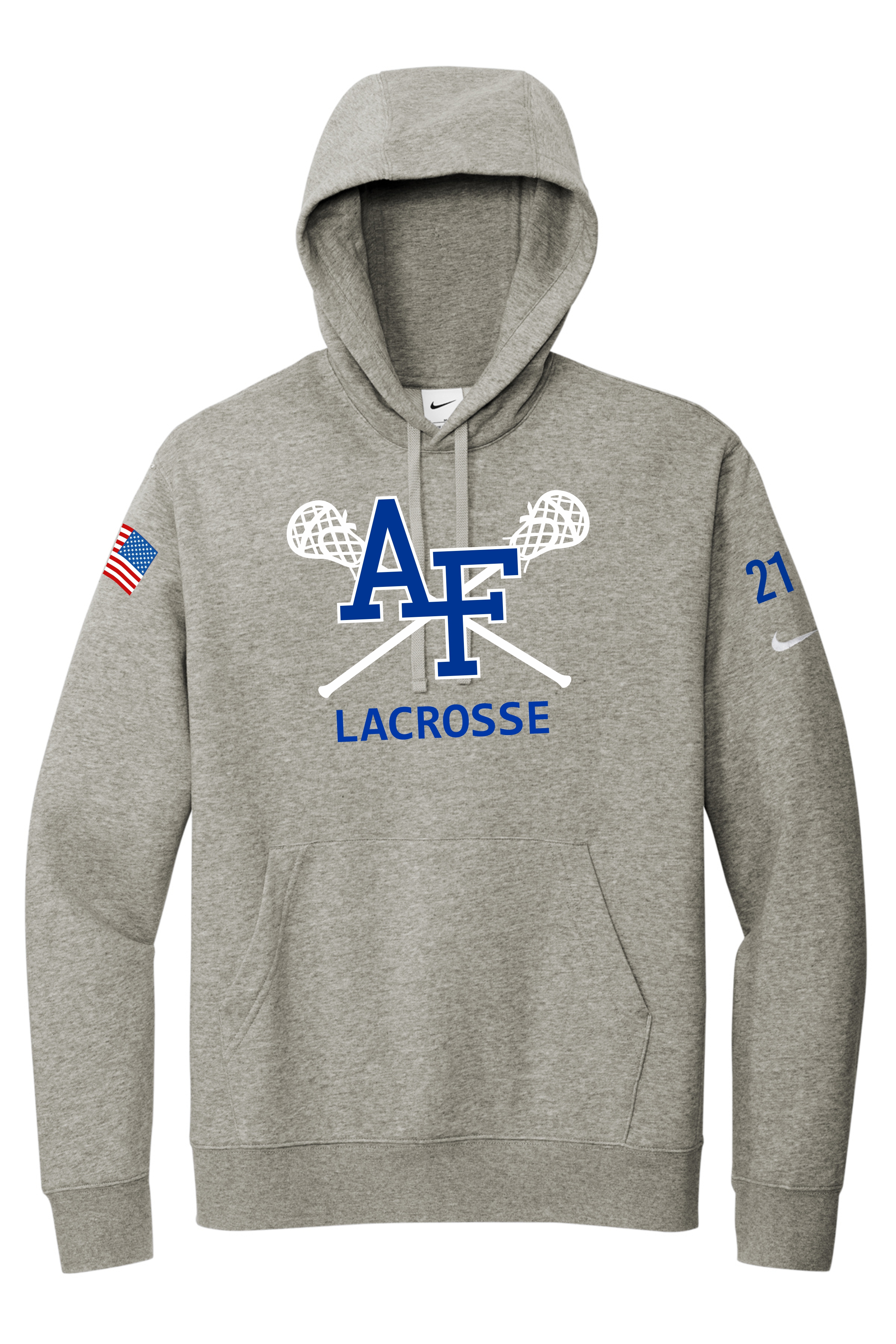 Nike Club Fleece Pullover Hoodie Lacrosse Sticks Design - embroidered design