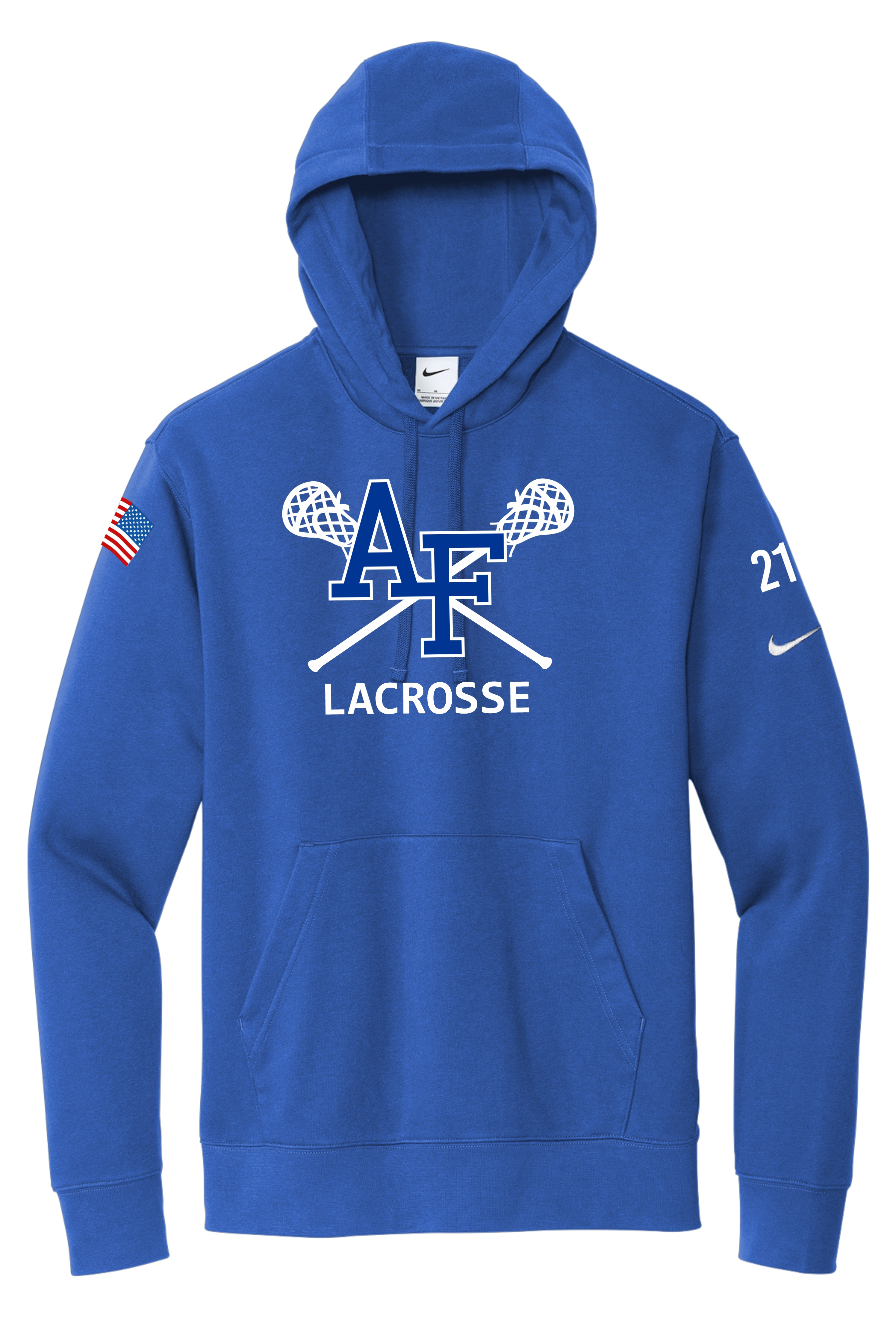 Nike Club Fleece Pullover Hoodie Lacrosse Sticks Design - embroidered design