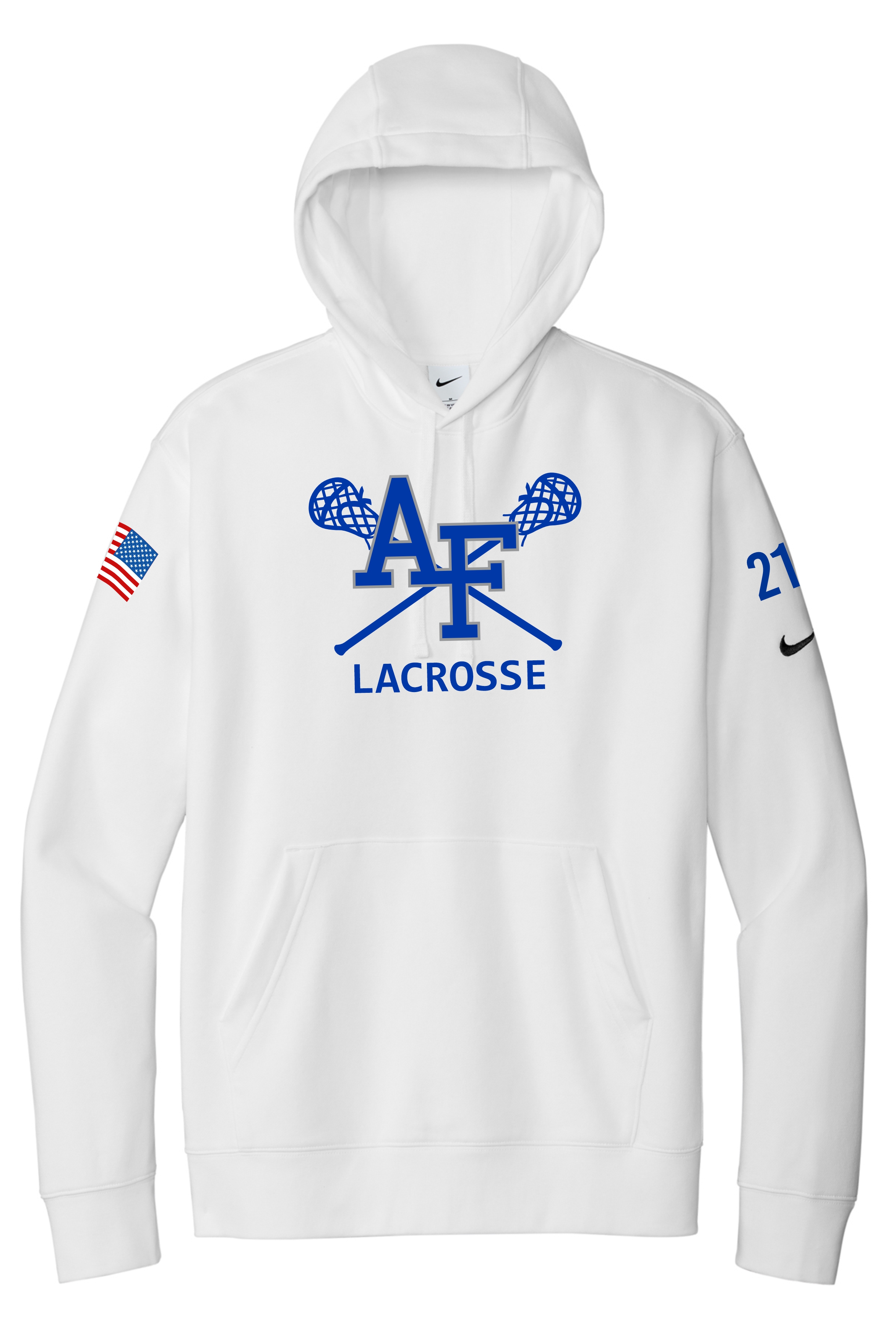Nike Club Fleece Pullover Hoodie Lacrosse Sticks Design - embroidered design
