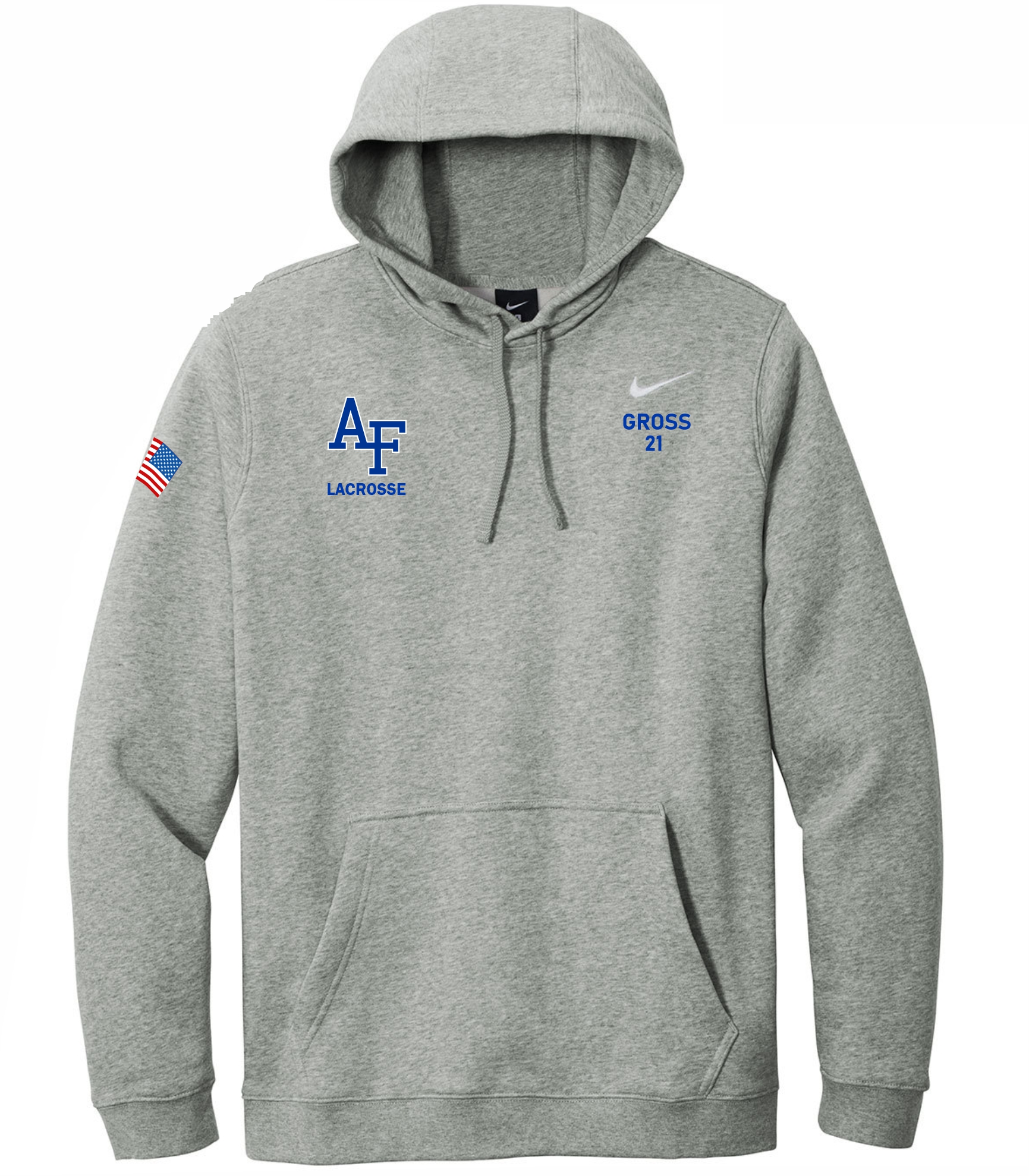 Nike Club Fleece Pullover Hoodie AF Lacrosse Right Chest