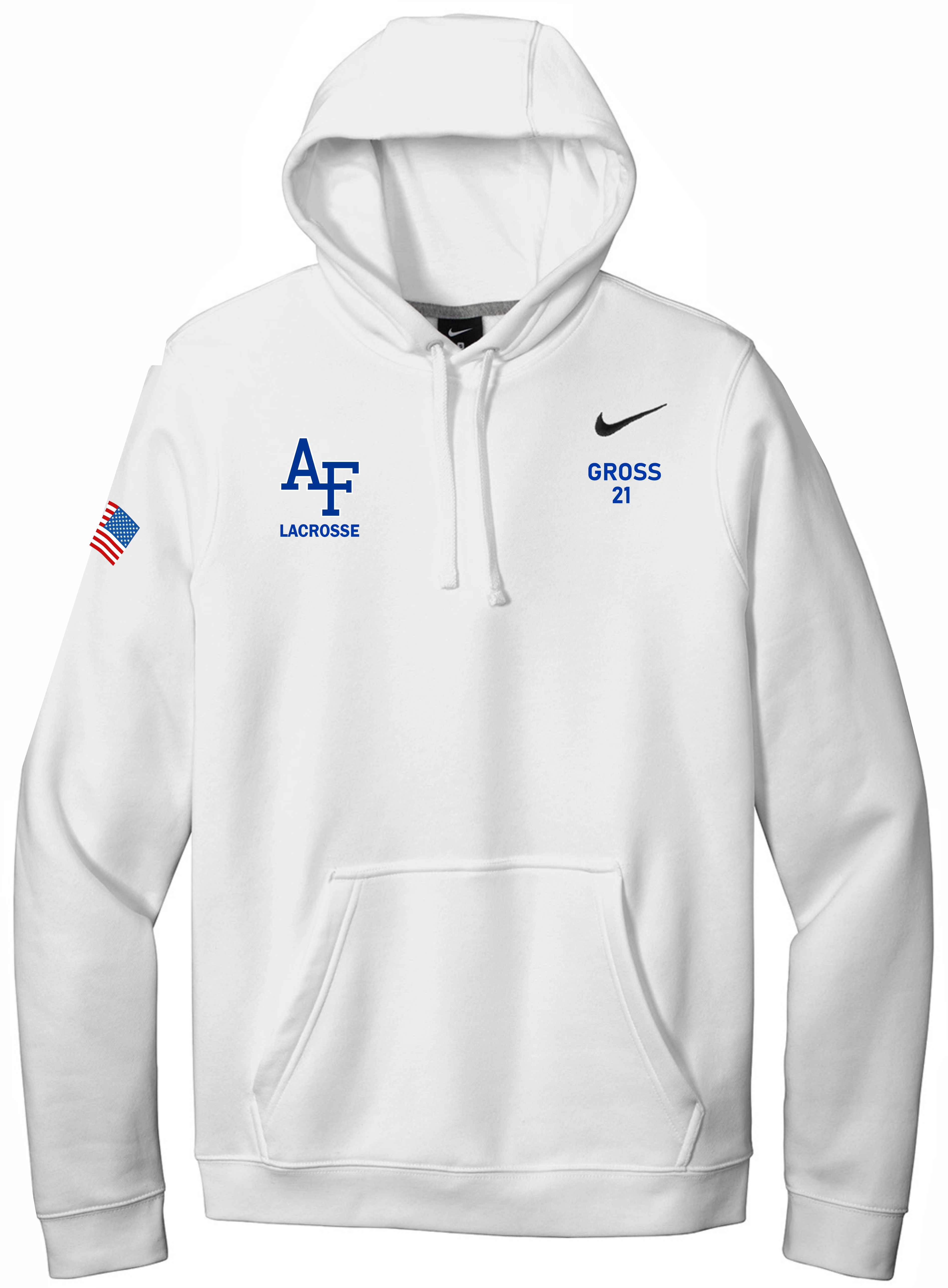 Nike Club Fleece Pullover Hoodie AF Lacrosse Right Chest