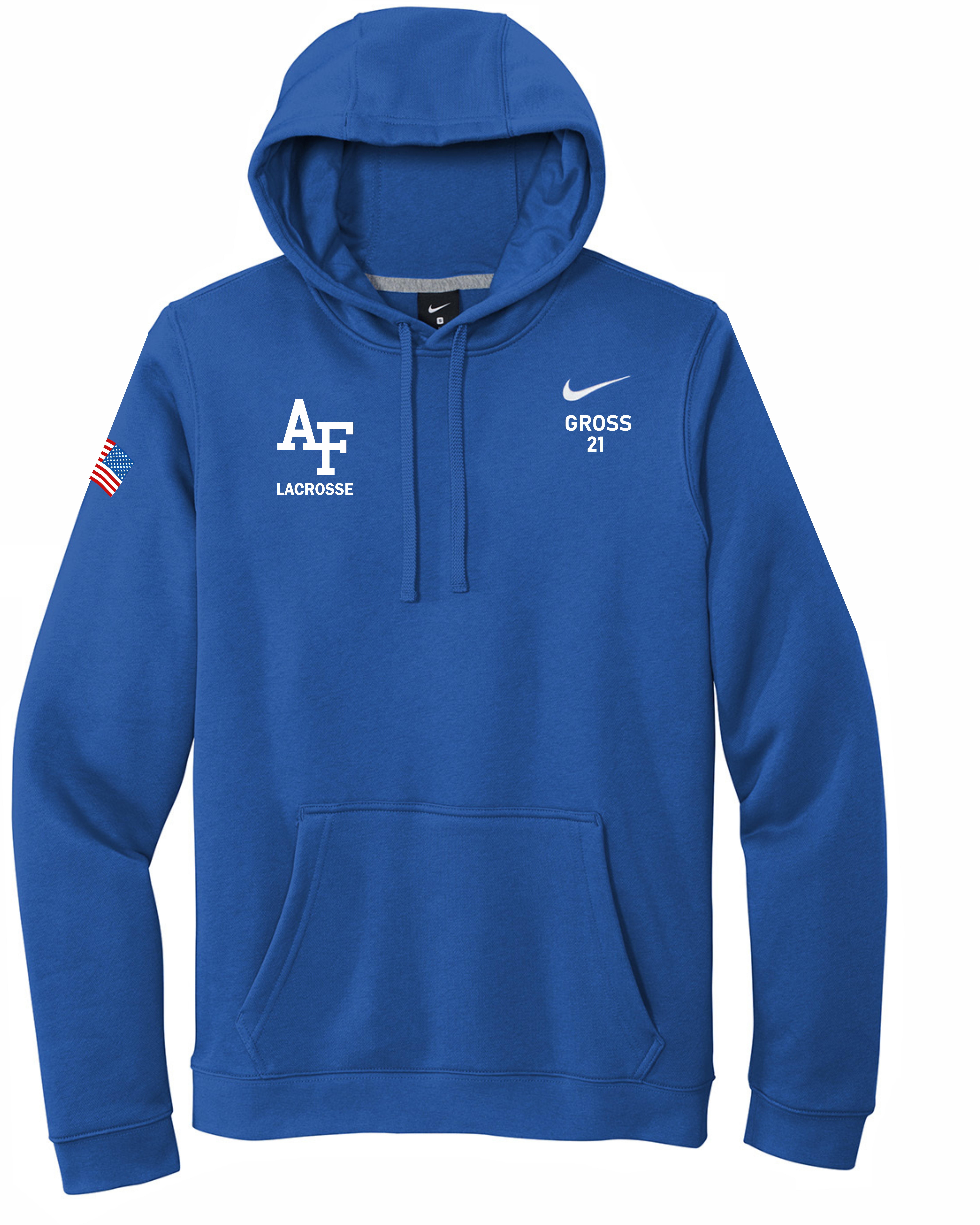 Nike Club Fleece Pullover Hoodie AF Lacrosse Right Chest