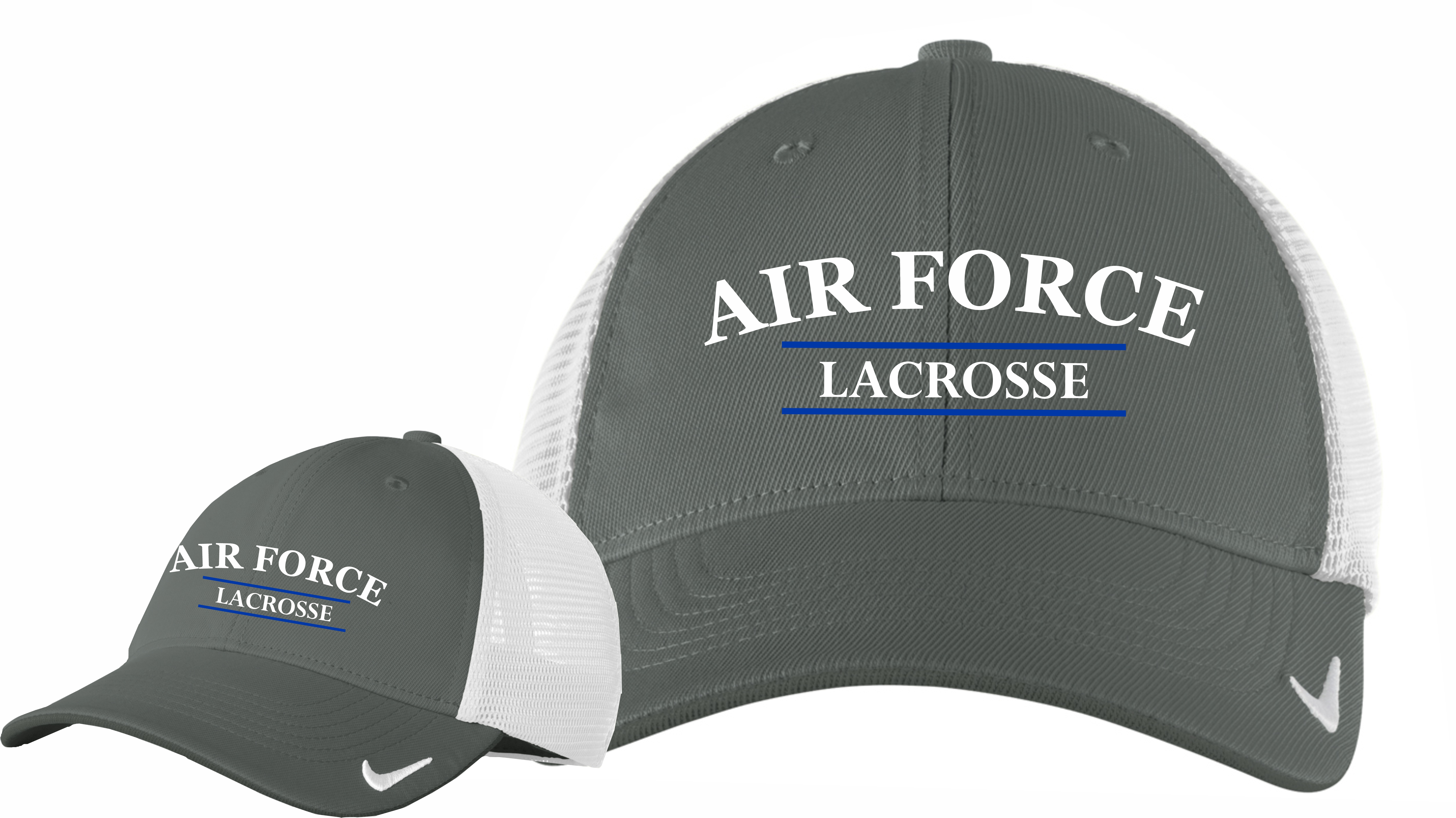 Nike Stretch-to-Fit Mesh Back Cap Air Force Lacrosse Lines Grey/White