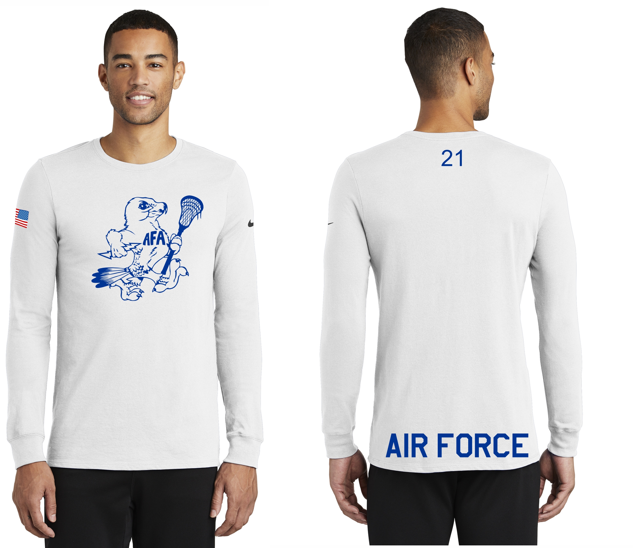 Nike Dri-FIT Cotton/Poly Long Sleeve Tee Air Force Bird Design