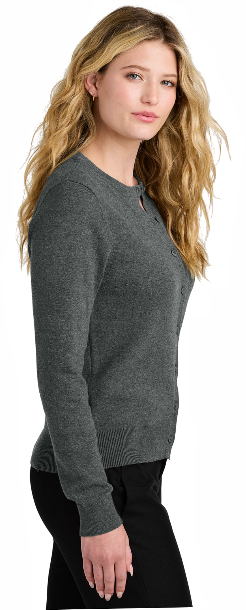 Port Authority® Women’s Easy Care Crewneck Cardigan Sweater