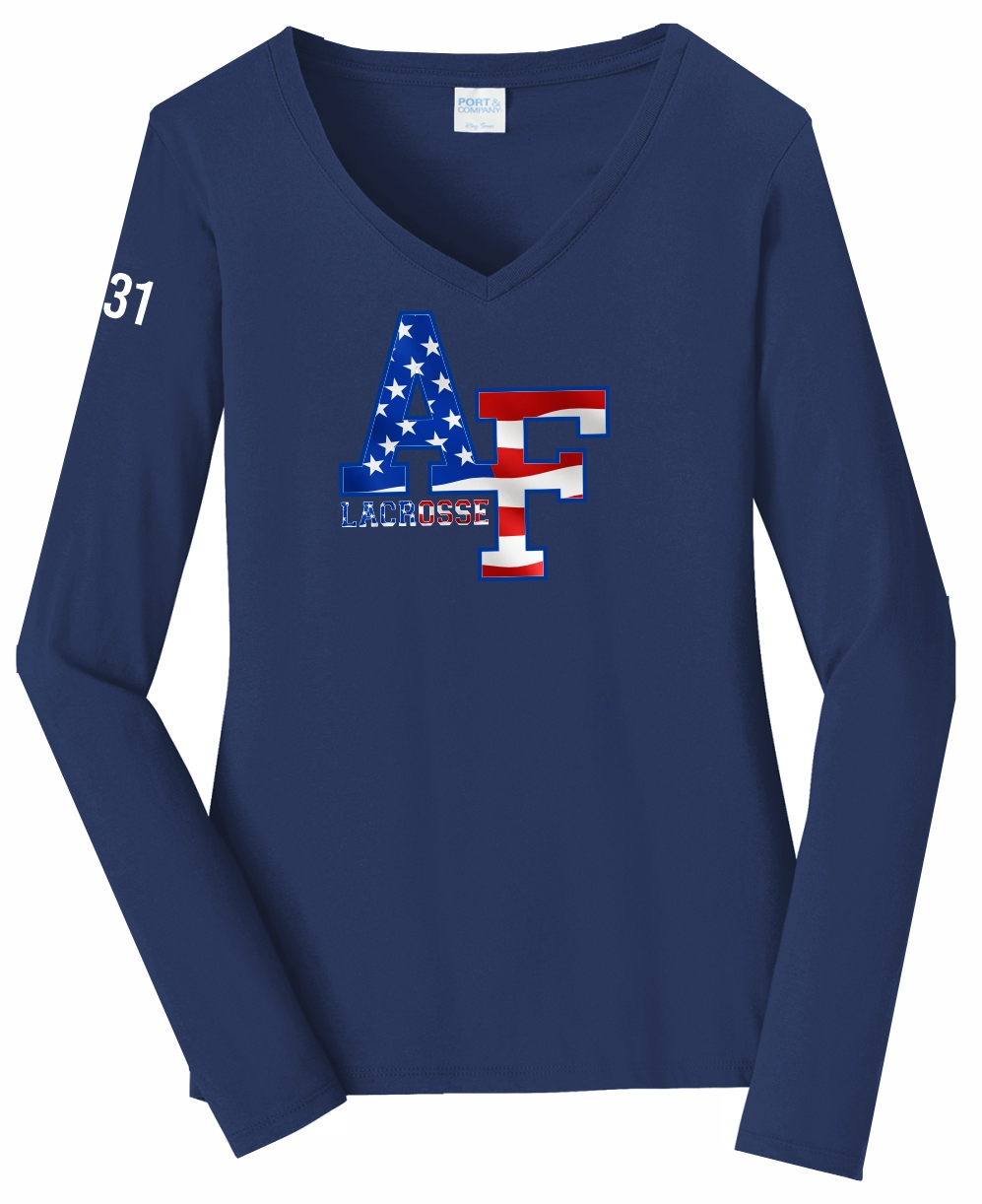 Ladies long sleeve cotton t-shirt with Air Force flag design