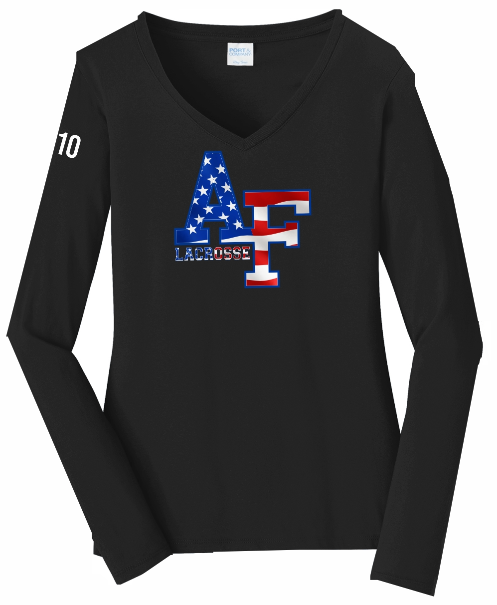 Ladies long sleeve cotton t-shirt with Air Force flag design
