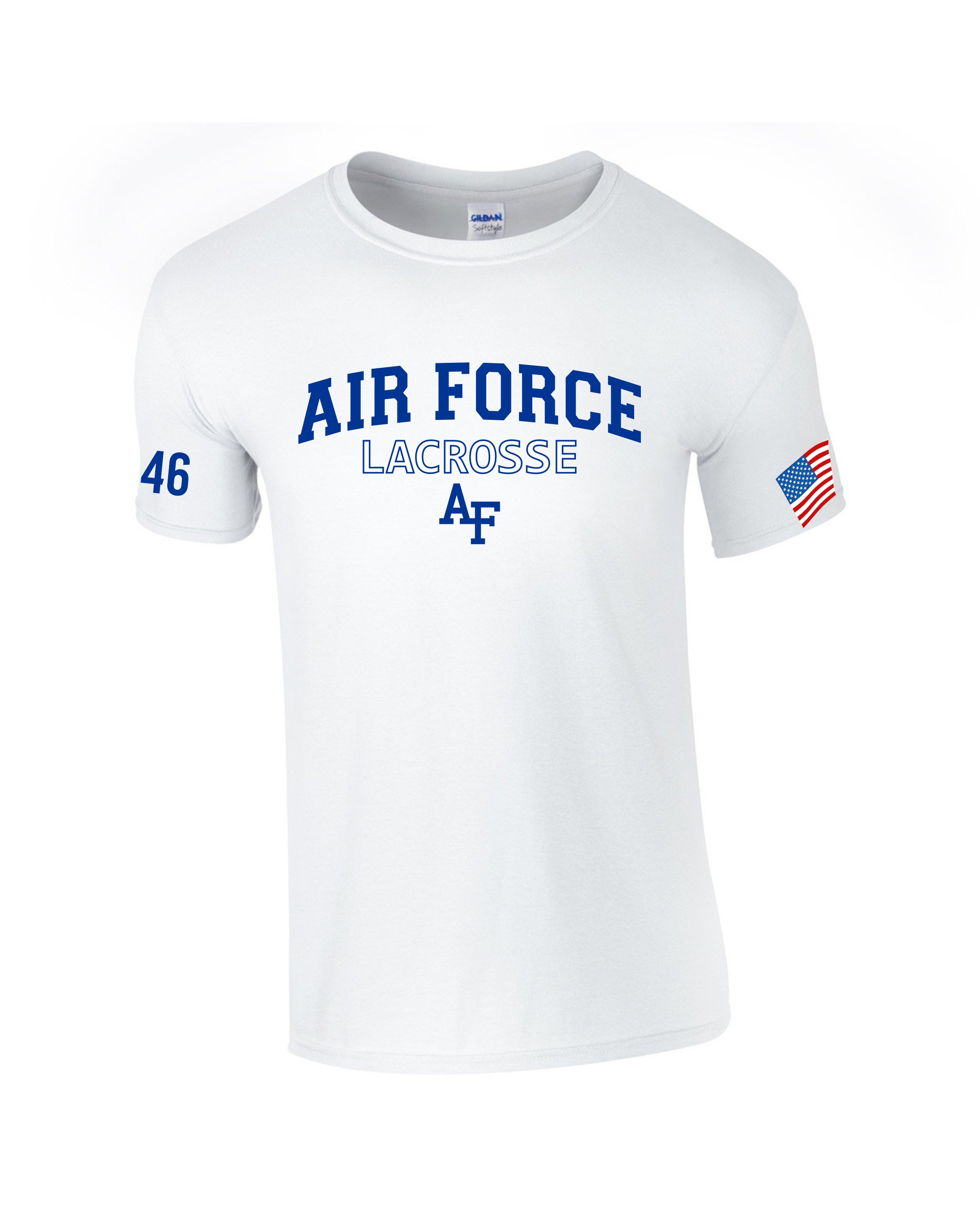 Air Force Lacrosse Cotton T-Shirt in White with Arch Design