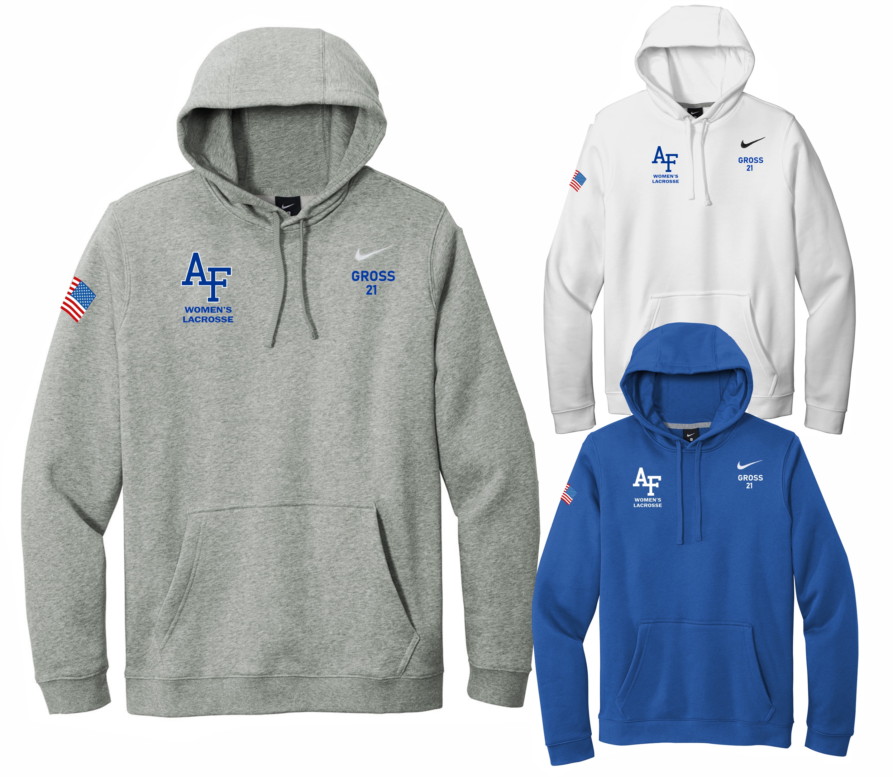 Nike Club Fleece Pullover Hoodie AF Women's Lacrosse on Right Chest