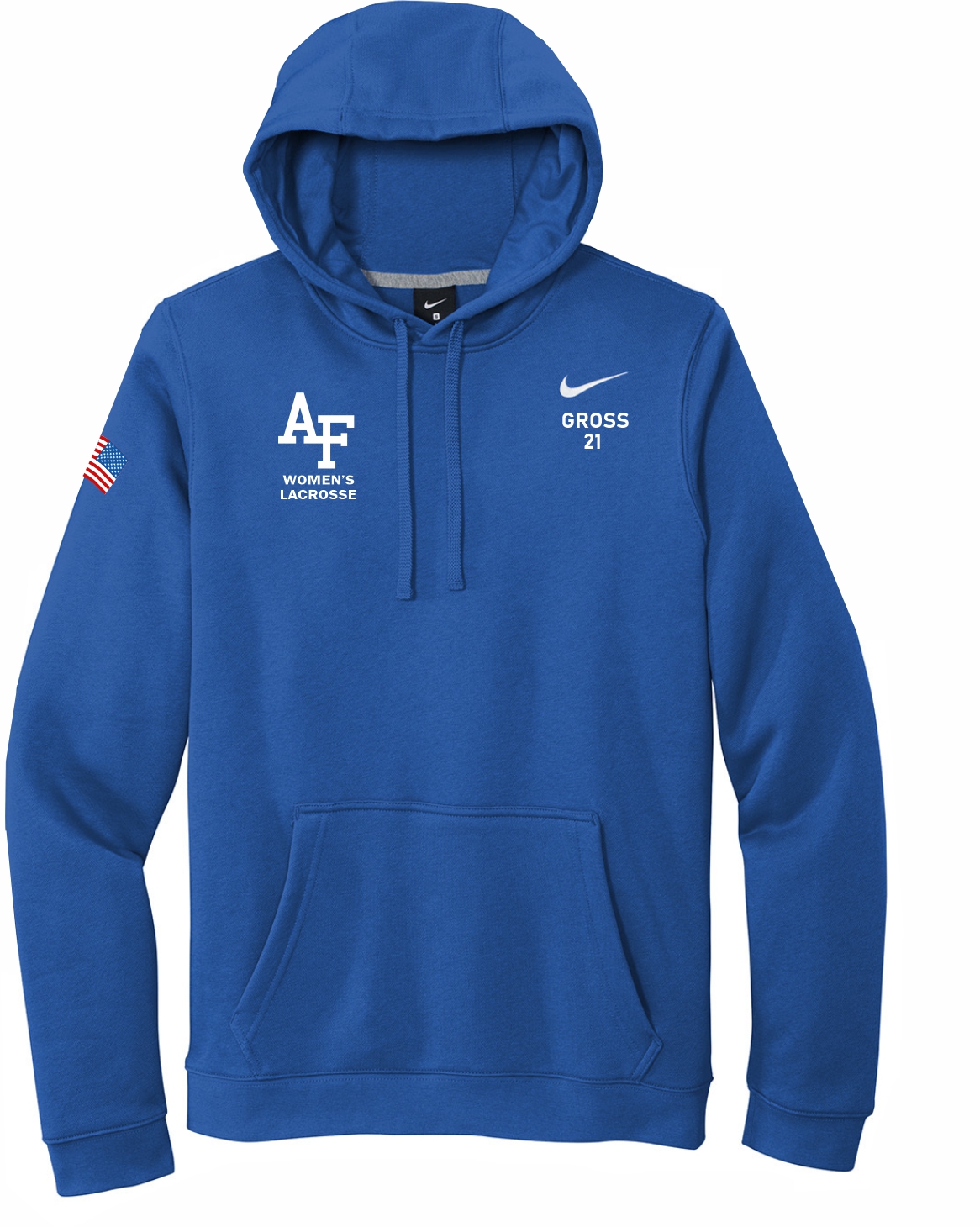 Nike Club Fleece Pullover Hoodie AF Women's Lacrosse on Right Chest